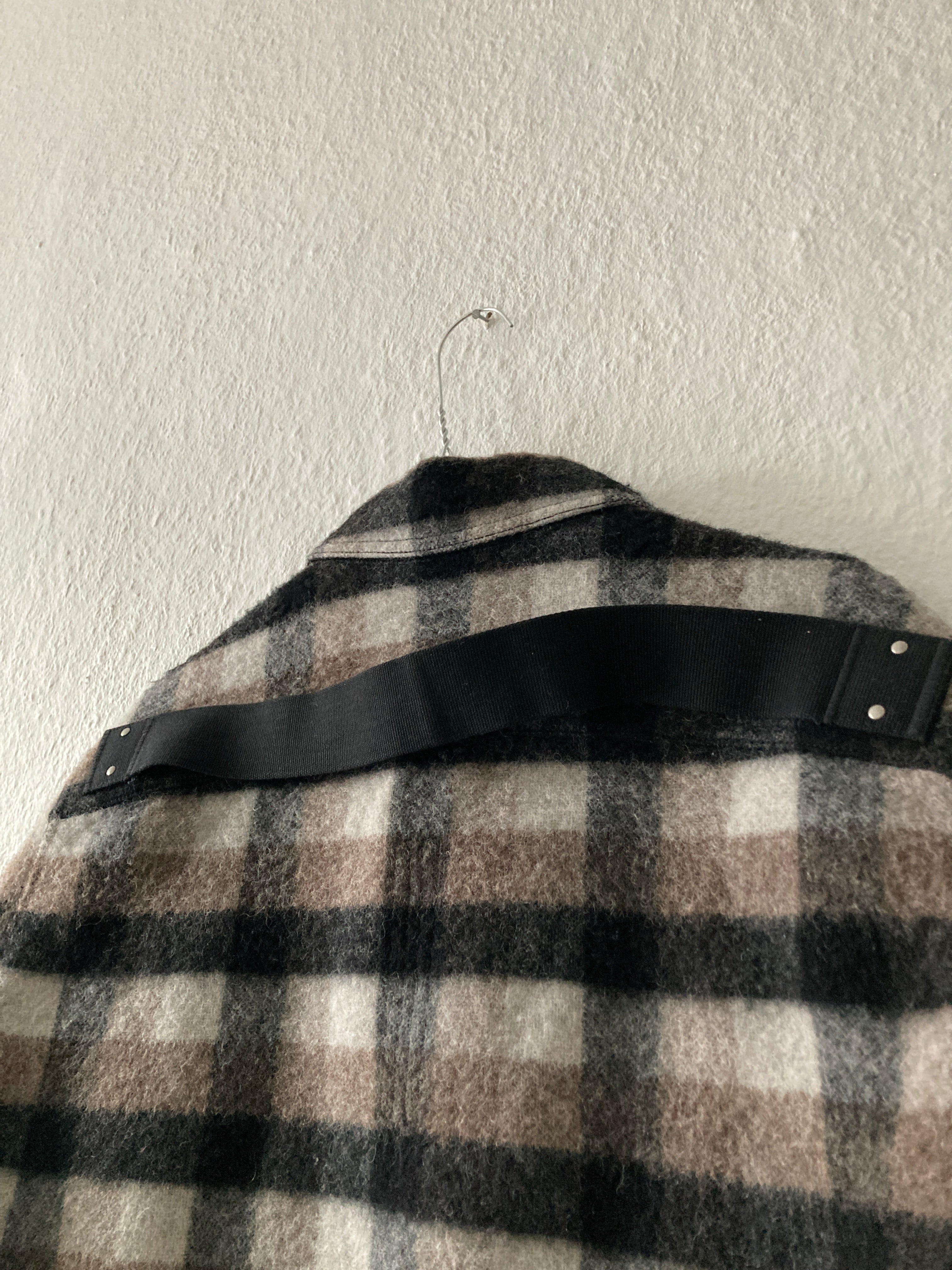 F/W 19 "LARRY" Oversized Plaid Wool Flannel Shirt Jacket Rick Owens IT50/M