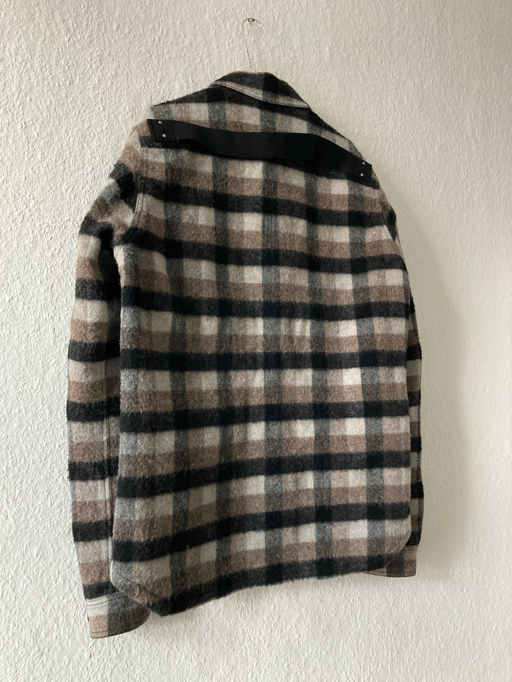 F/W 19 "LARRY" Oversized Plaid Wool Flannel Shirt Jacket Rick Owens IT50/M
