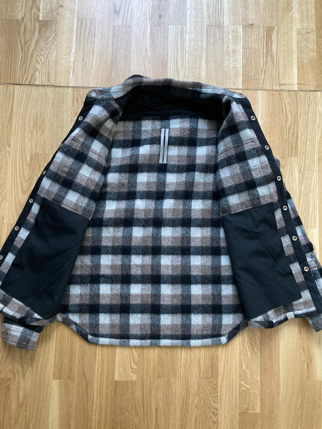 F/W 19 "LARRY" Oversized Plaid Wool Flannel Shirt Jacket Rick Owens IT50/M