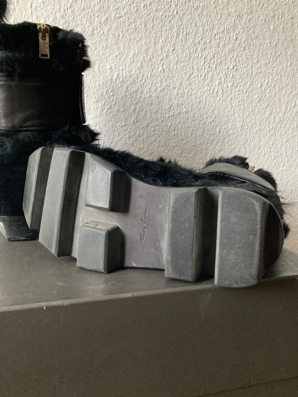 F/W 13 "PLINTH" Runway Fur Hiker Megatooth Boots Rick Owens