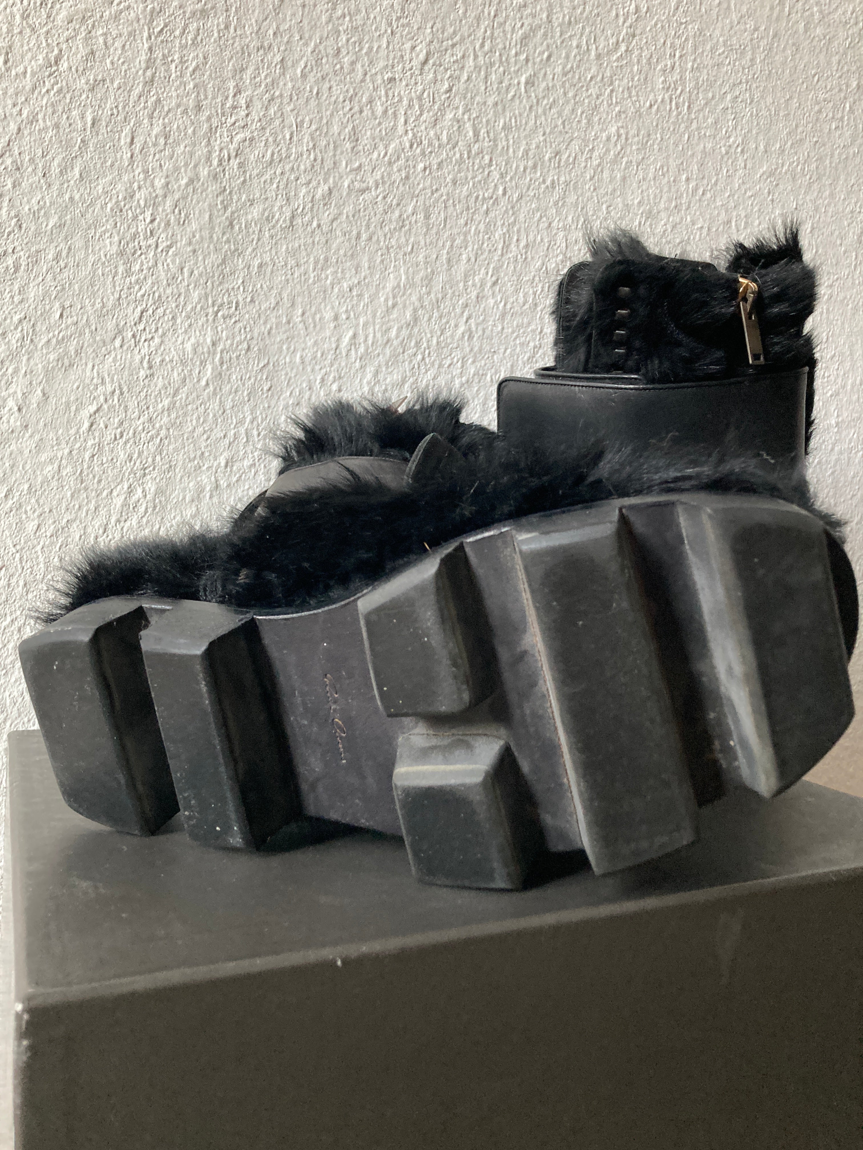 F/W 13 "PLINTH" Runway Fur Hiker Megatooth Boots Rick Owens