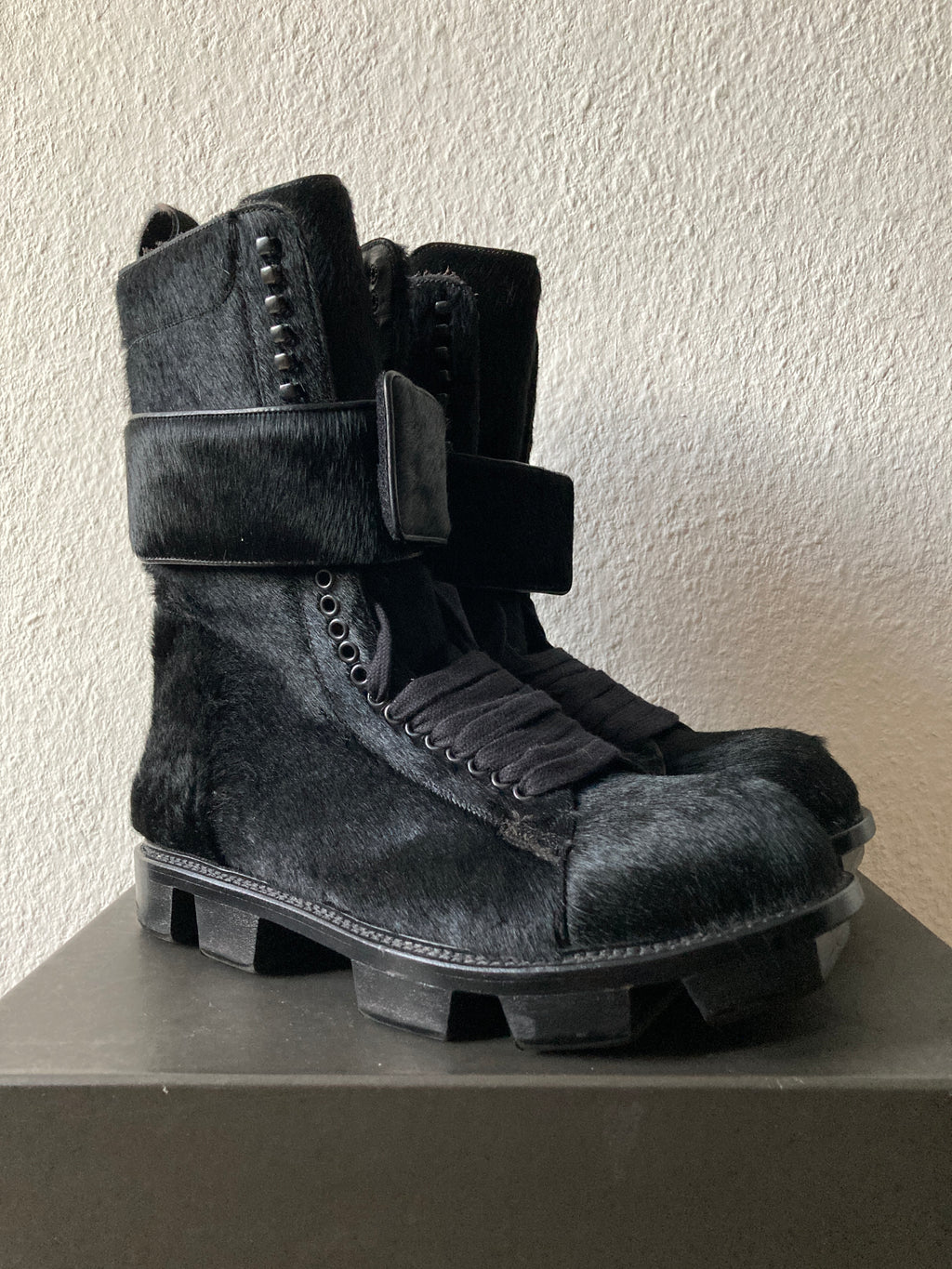F/W 13 "PLINTH" Runway Pony Hair Hiker Megatooth Boots IT45