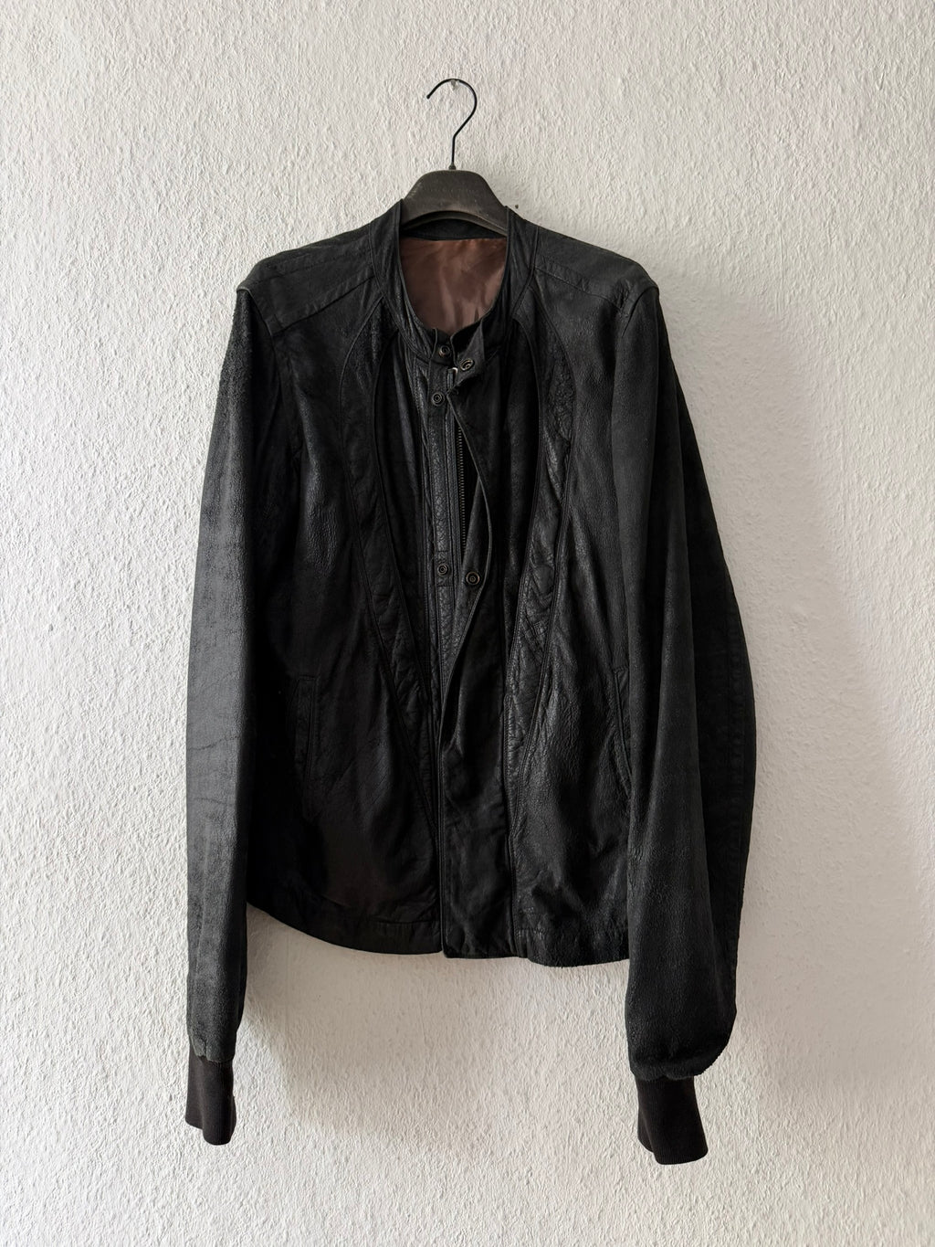 S/S 08 "CREATCH" Blistered Lamb Leather "Fogpocket" Jacket in Black and Size M