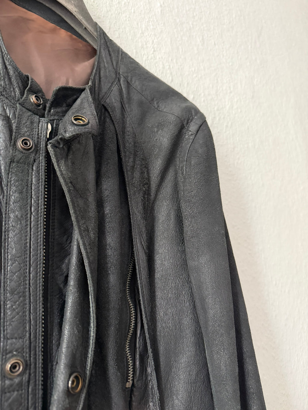S/S 08 "CREATCH" Blistered Lamb Leather "Fogpocket" Jacket in Black and Size M