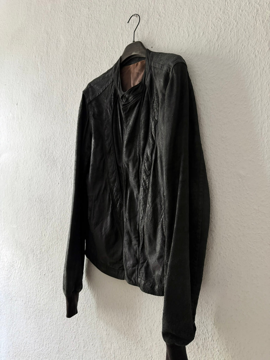 S/S 08 "CREATCH" Blistered Lamb Leather "Fogpocket" Jacket in Black and Size M