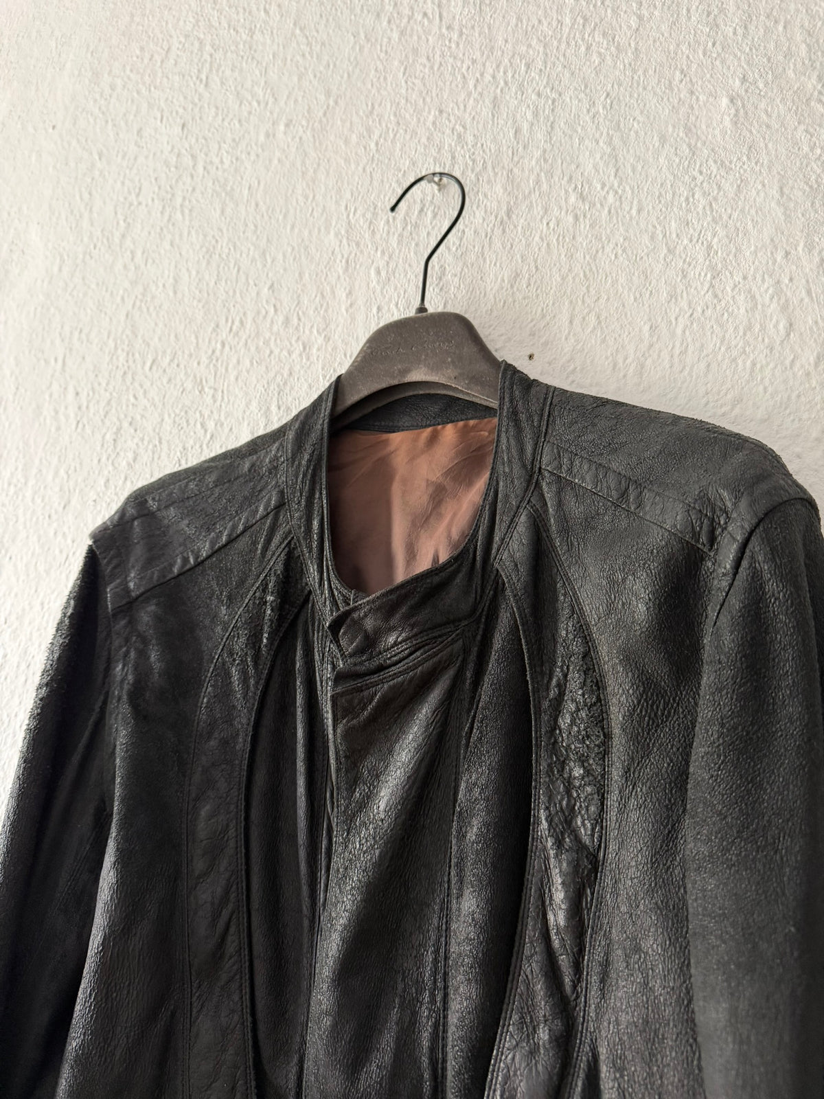 S/S 08 "CREATCH" Blistered Lamb Leather "Fogpocket" Jacket in Black and Size M