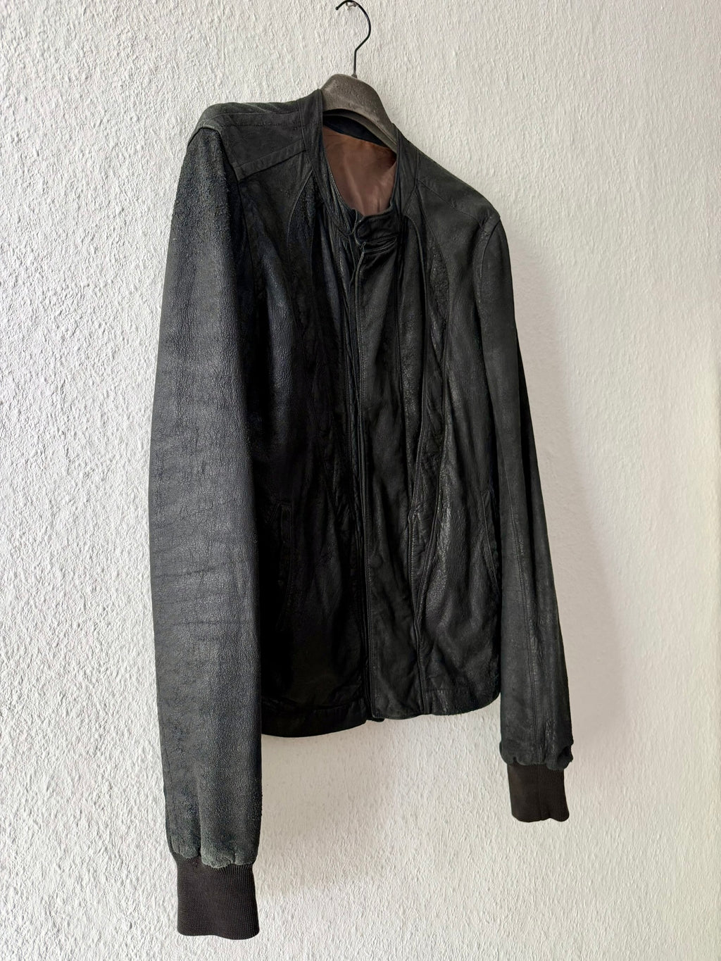 S/S 08 "CREATCH" Blistered Lamb Leather "Fogpocket" Jacket in Black and Size M
