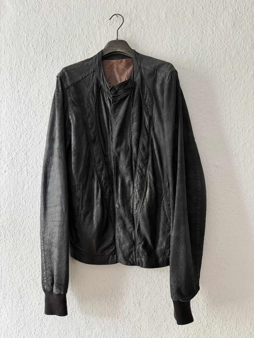 S/S 08 "CREATCH" Blistered Lamb Leather "Fogpocket" Jacket in Black and Size M