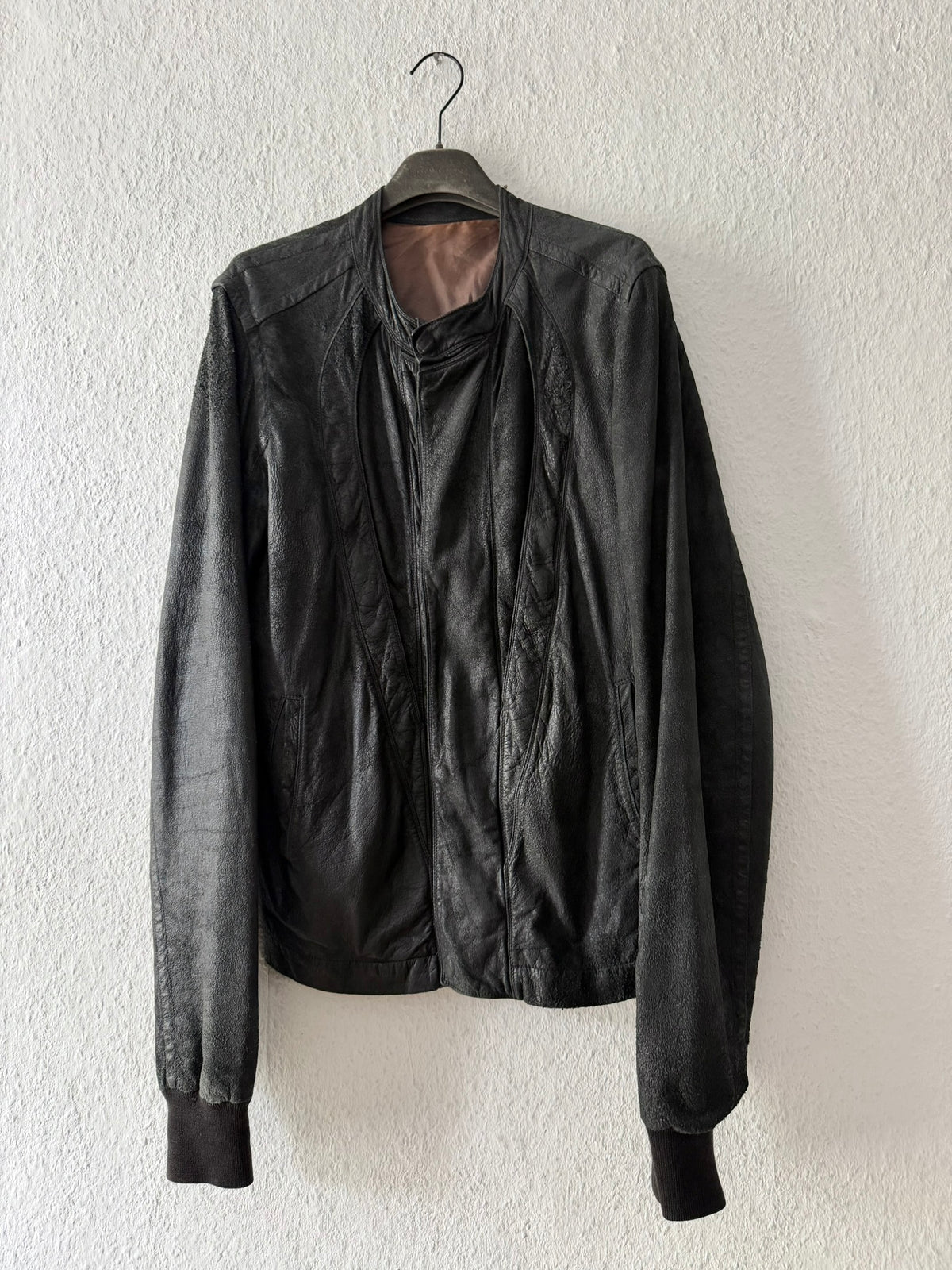 S/S 08 "CREATCH" Blistered Lamb Leather "Fogpocket" Jacket in Black and Size M