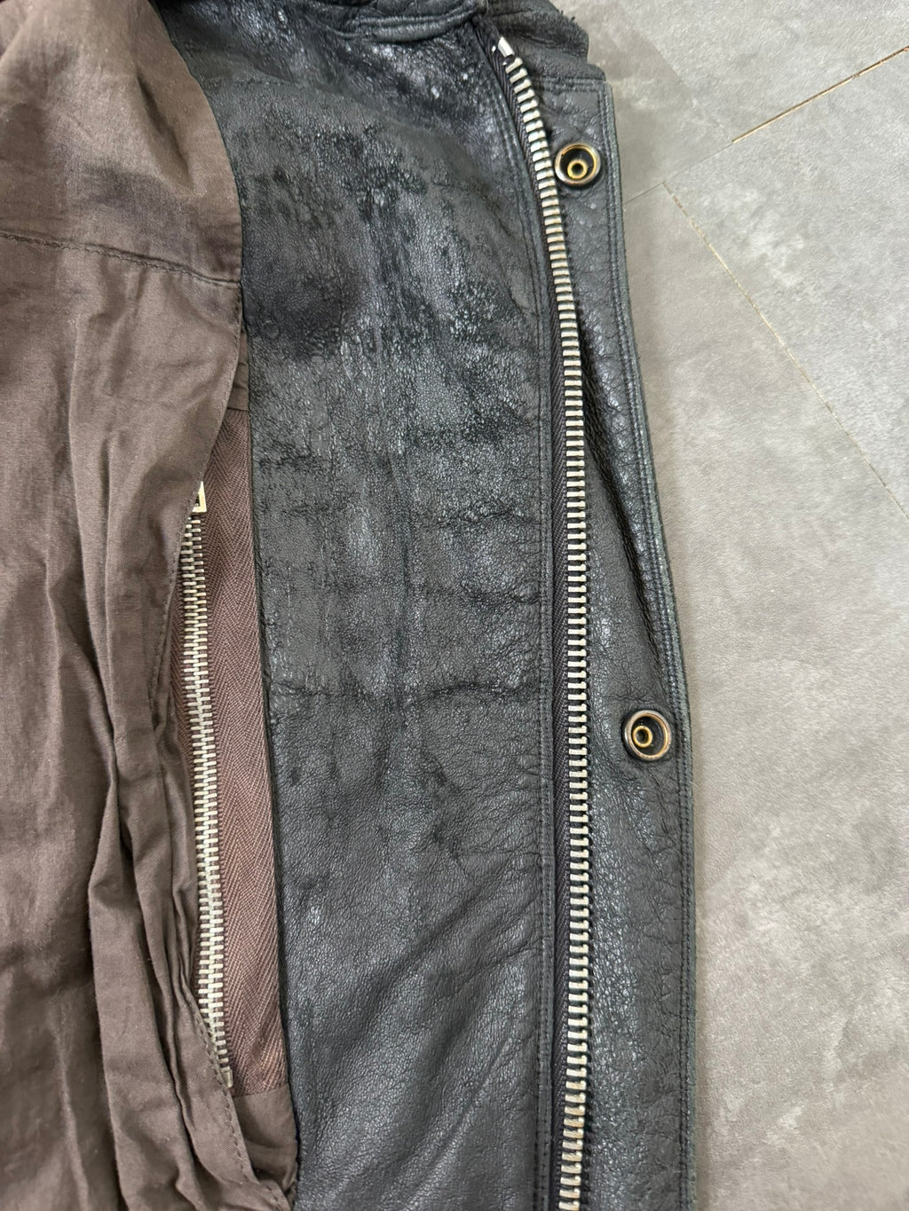S/S 08 "CREATCH" Blistered Lamb Leather "Fogpocket" Jacket in Black and Size M