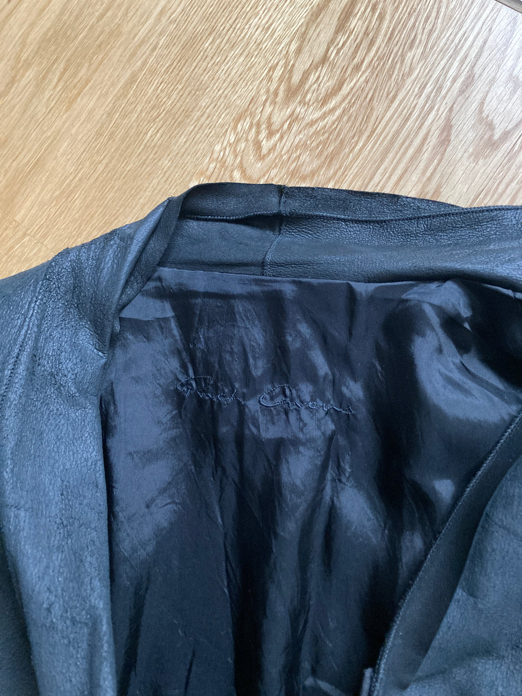 S/S 13 "ISLAND" Black Blistered Lamb Leather Coat Rick Owens L/XL