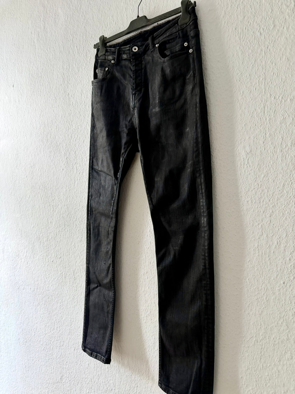 F/W 24 "PORTERVILLE" Waxed SBW Detroit Cut Denim Jeans Rick Owens US34/L