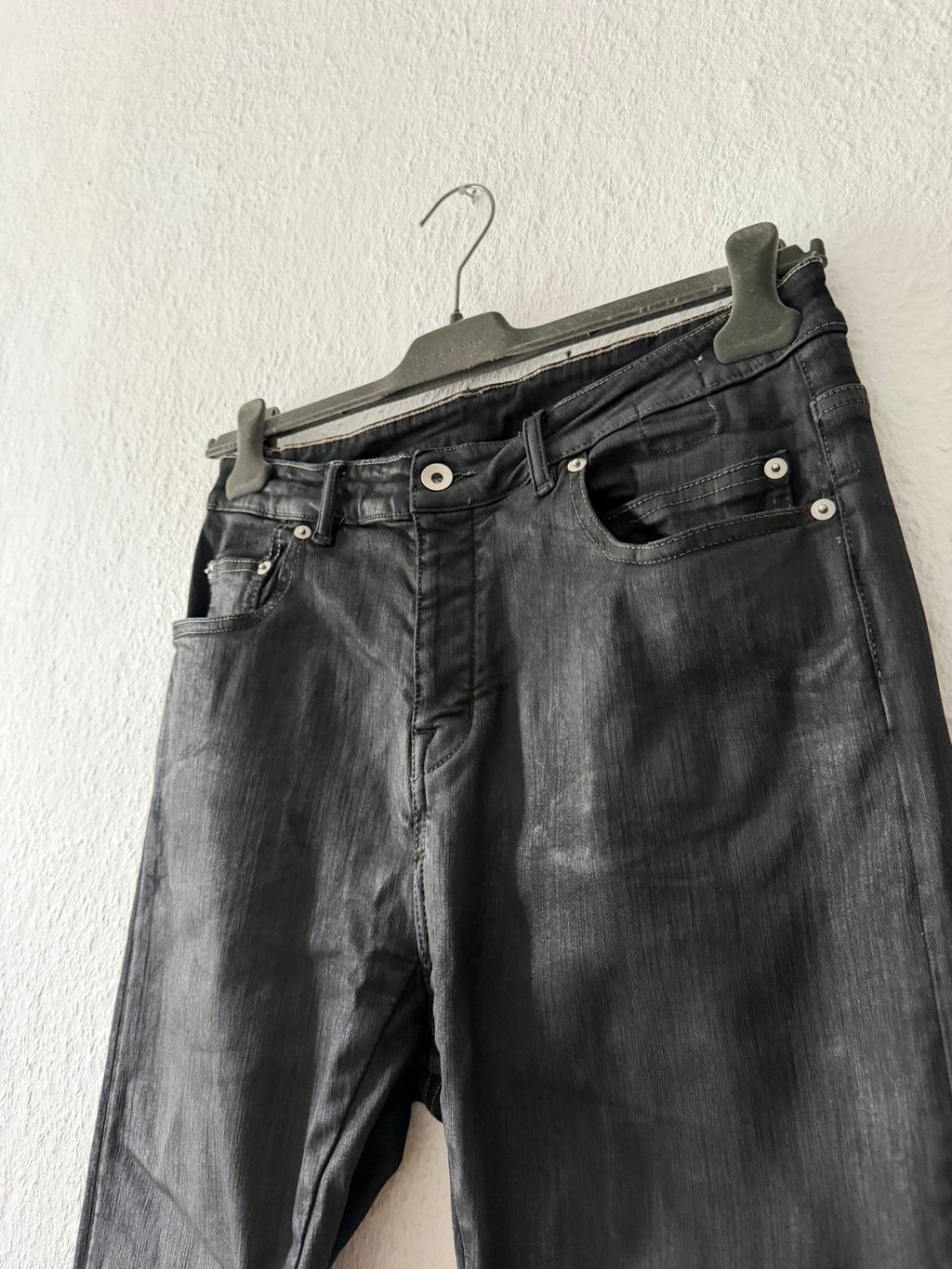 F/W 24 "PORTERVILLE" Waxed SBW Detroit Cut Denim Jeans Rick Owens US34/L