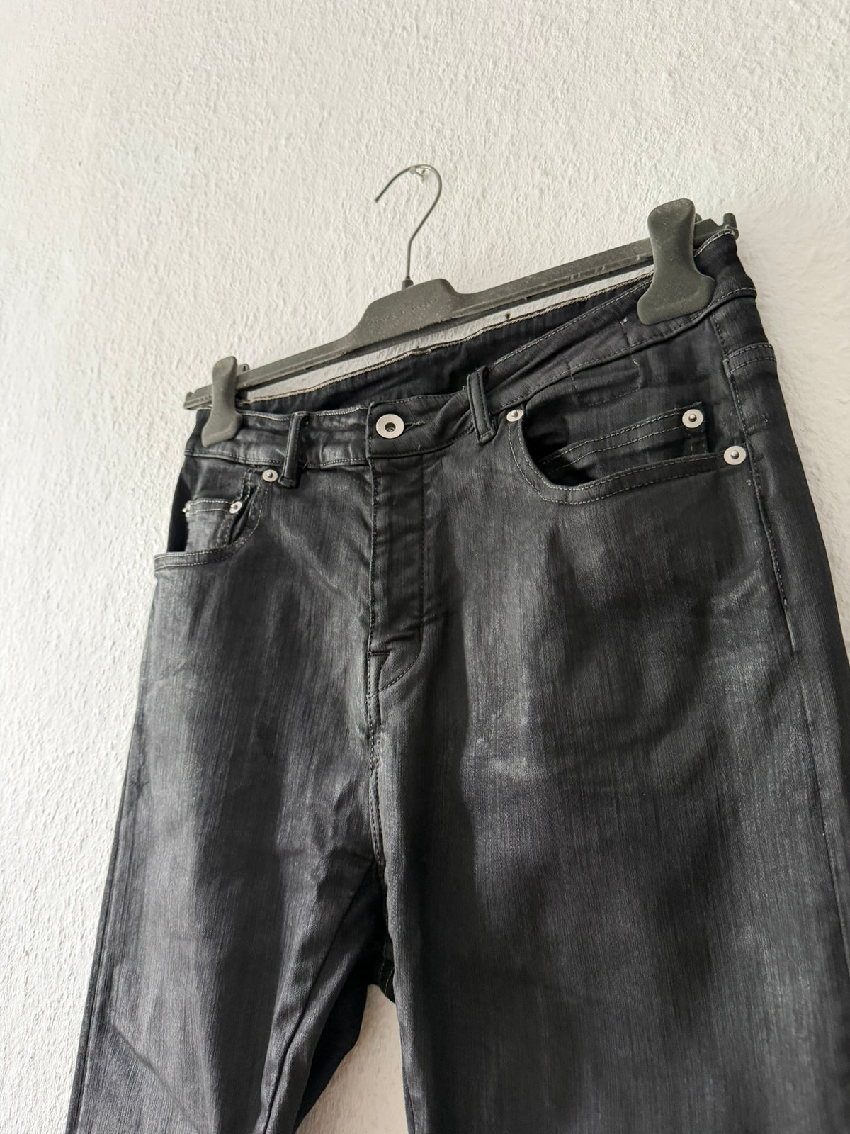 F/W 24 "PORTERVILLE" Waxed SBW Detroit Cut Denim Jeans Rick Owens US34/L