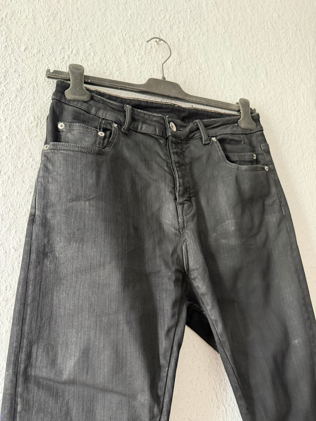F/W 24 "PORTERVILLE" Waxed SBW Detroit Cut Denim Jeans Rick Owens US34/L