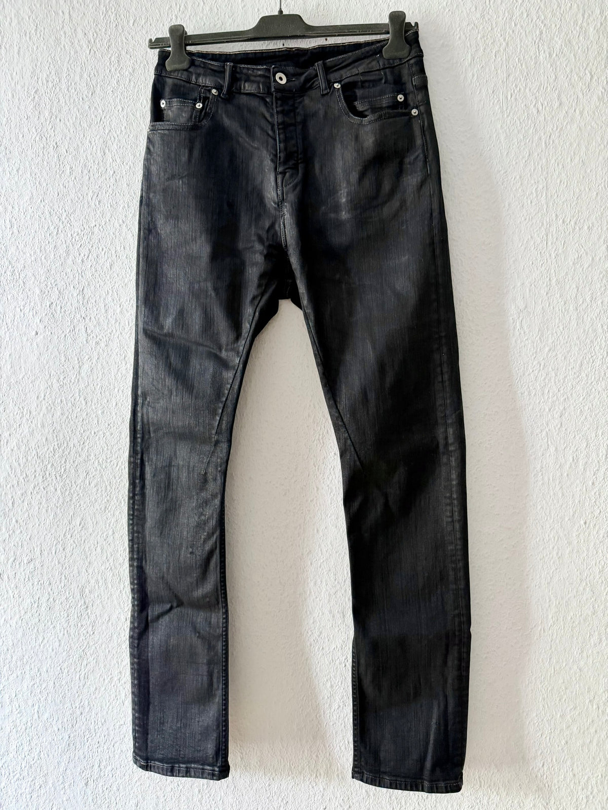 F/W 24 "PORTERVILLE" Waxed SBW Detroit Cut Denim Jeans Rick Owens US34/L