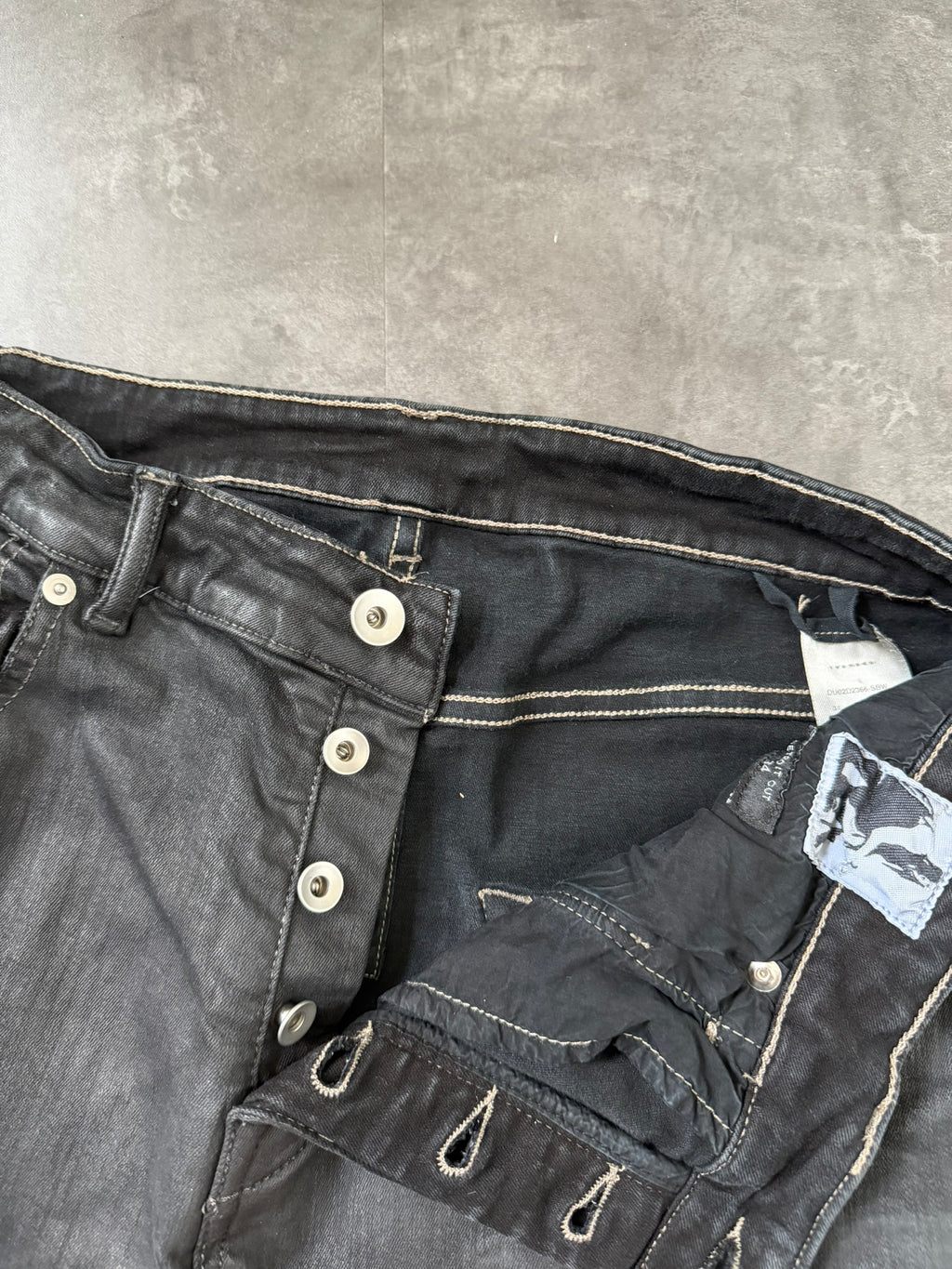 F/W 24 "PORTERVILLE" Waxed SBW Detroit Cut Denim Jeans Rick Owens US34/L
