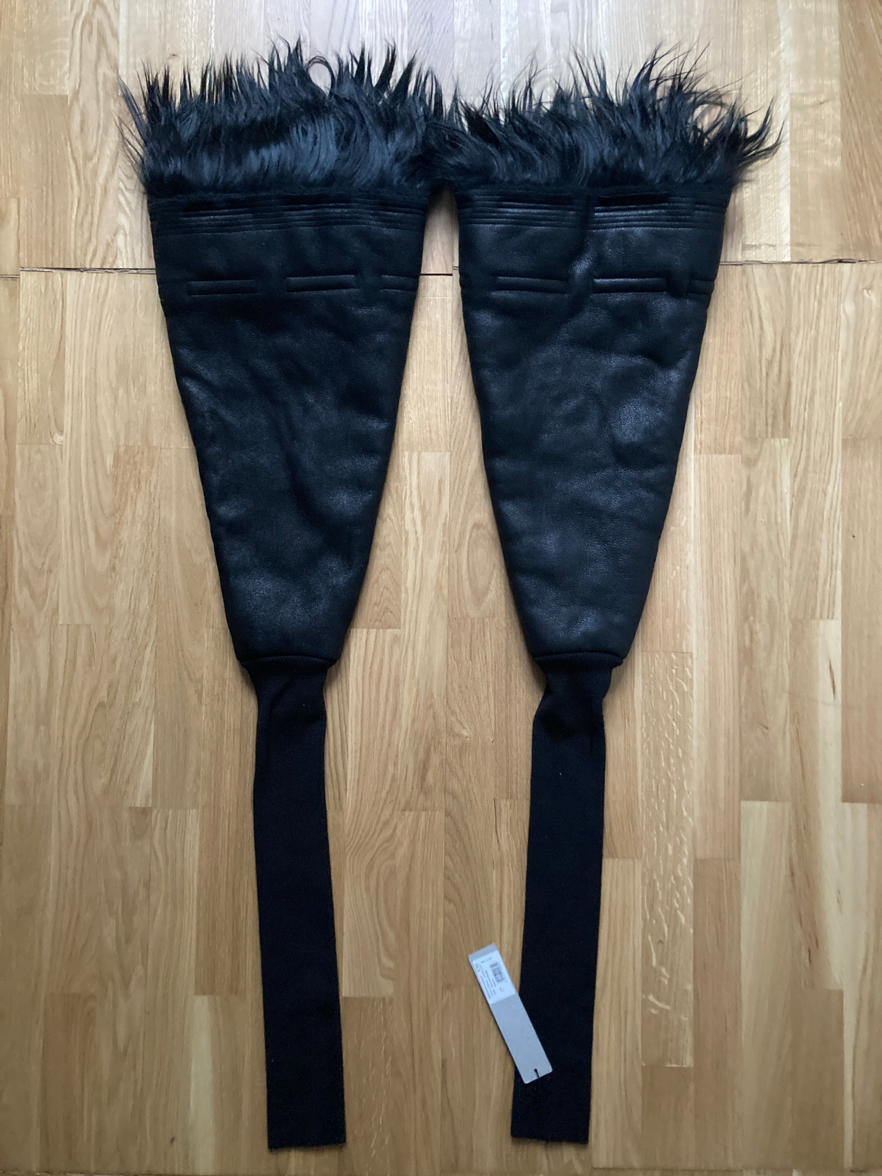 F/W 22 “STROBE” Sample Shearling Leather Goat Hair Gauntlets Rick Owens