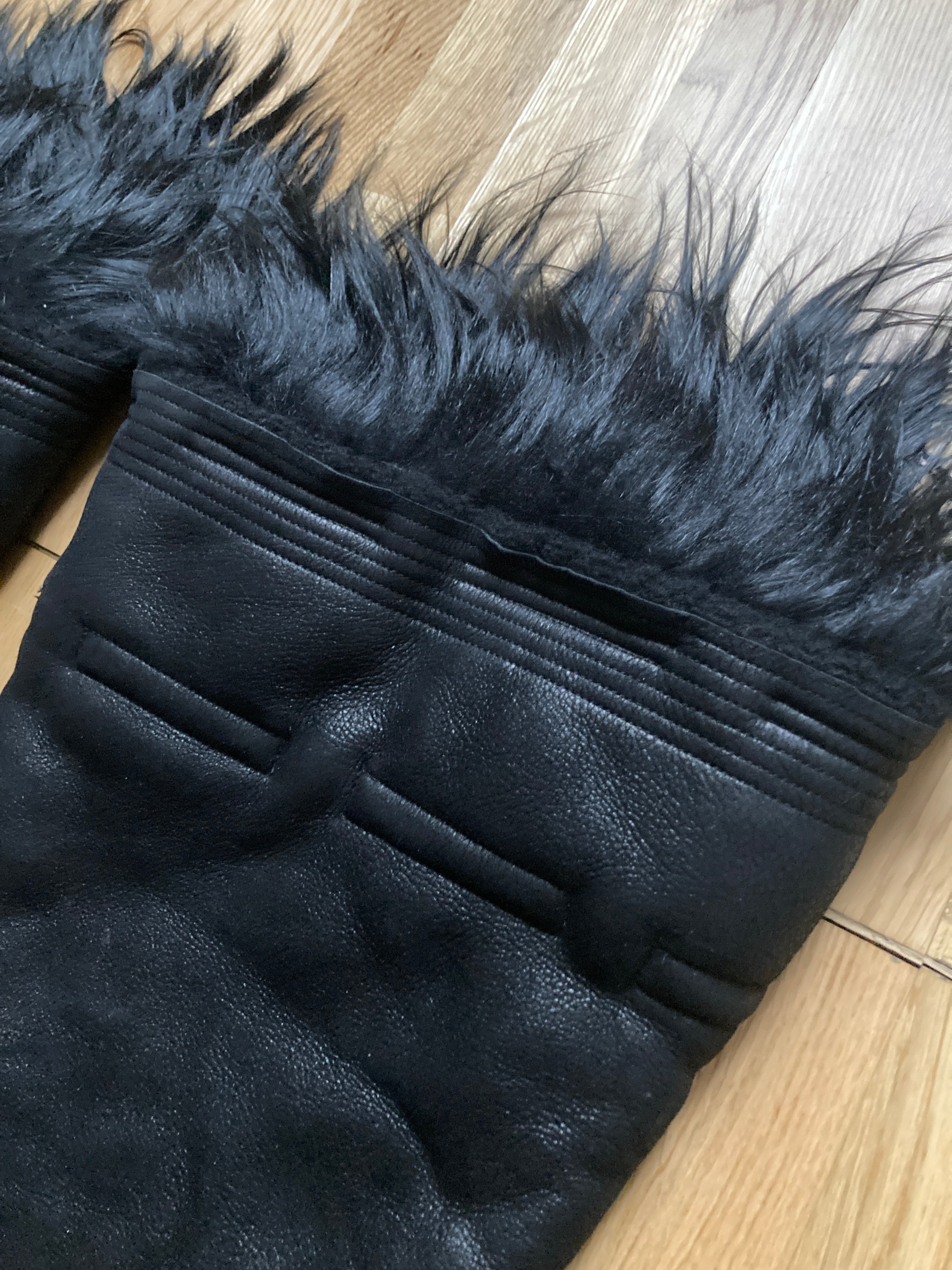 F/W 22 “STROBE” Sample Shearling Leather Goat Hair Gauntlets Rick Owens