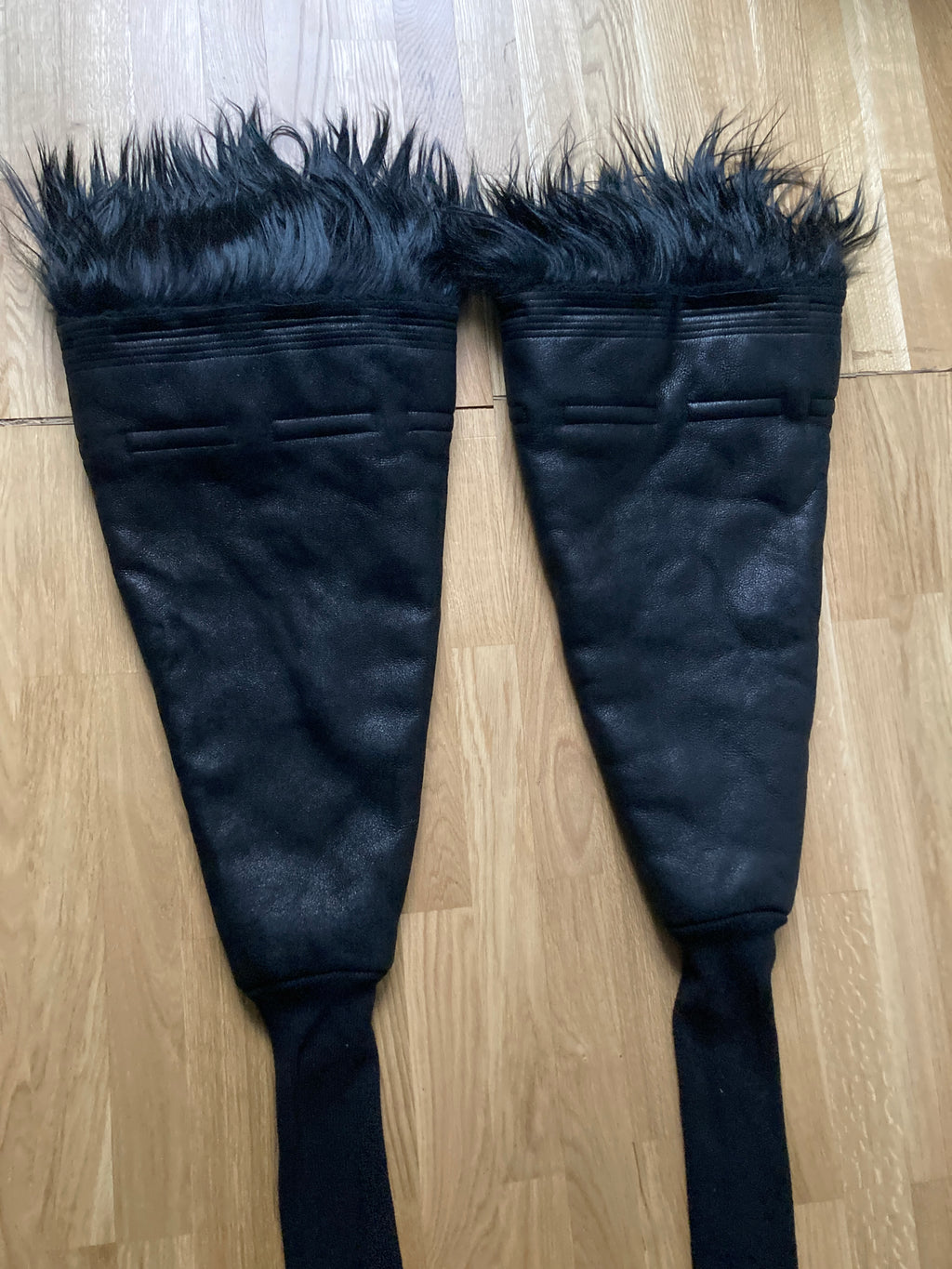 F/W 22 “STROBE” Sample Shearling Leather Goat Hair Gauntlets Rick Owens