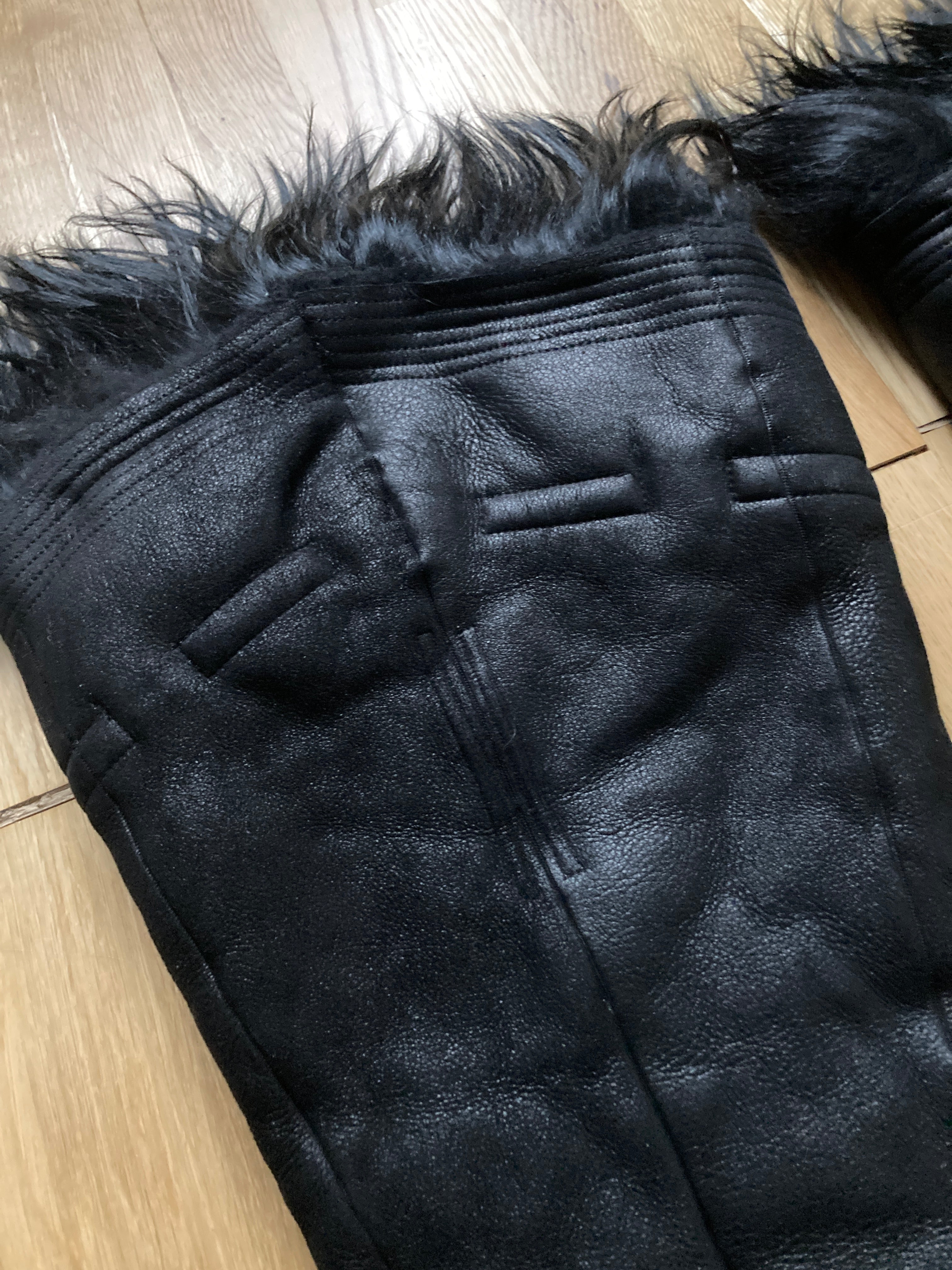 F/W 22 “STROBE” Sample Shearling Leather Goat Hair Gauntlets Rick Owens