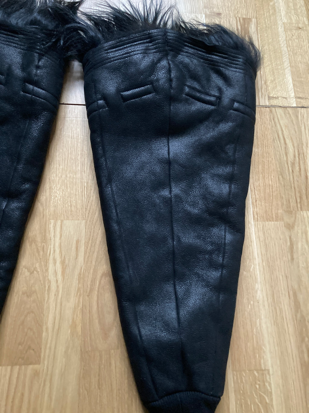 F/W 22 “STROBE” Sample Shearling Leather Goat Hair Gauntlets Rick Owens