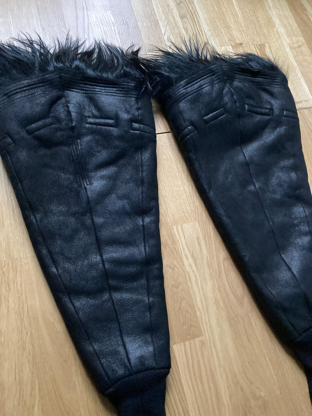 F/W 22 “STROBE” Sample Shearling Leather Goat Hair Gauntlets Rick Owens