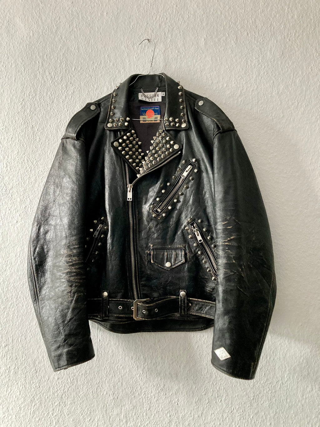 Blackmeans Limited Edition Studded Sid Vicious Cow Leather Biker Jacket in Black Size XL