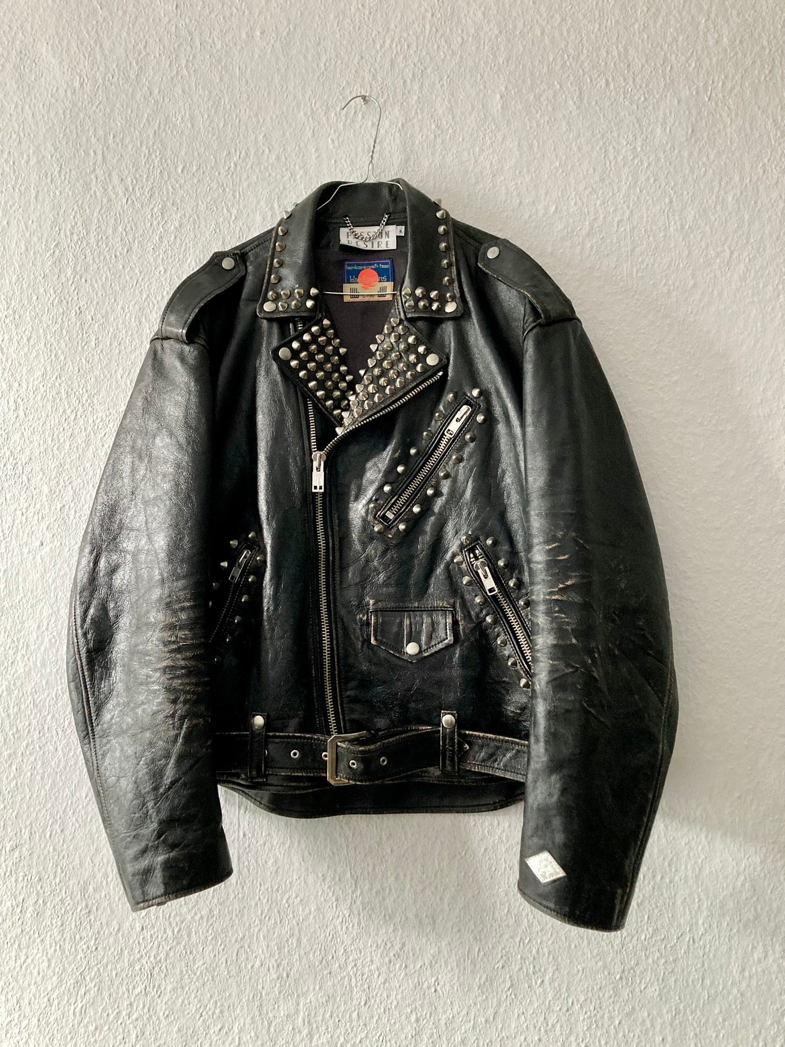 Blackmeans Limited Edition Studded Sid Vicious Cow Leather Biker Jacket in Black Size XL