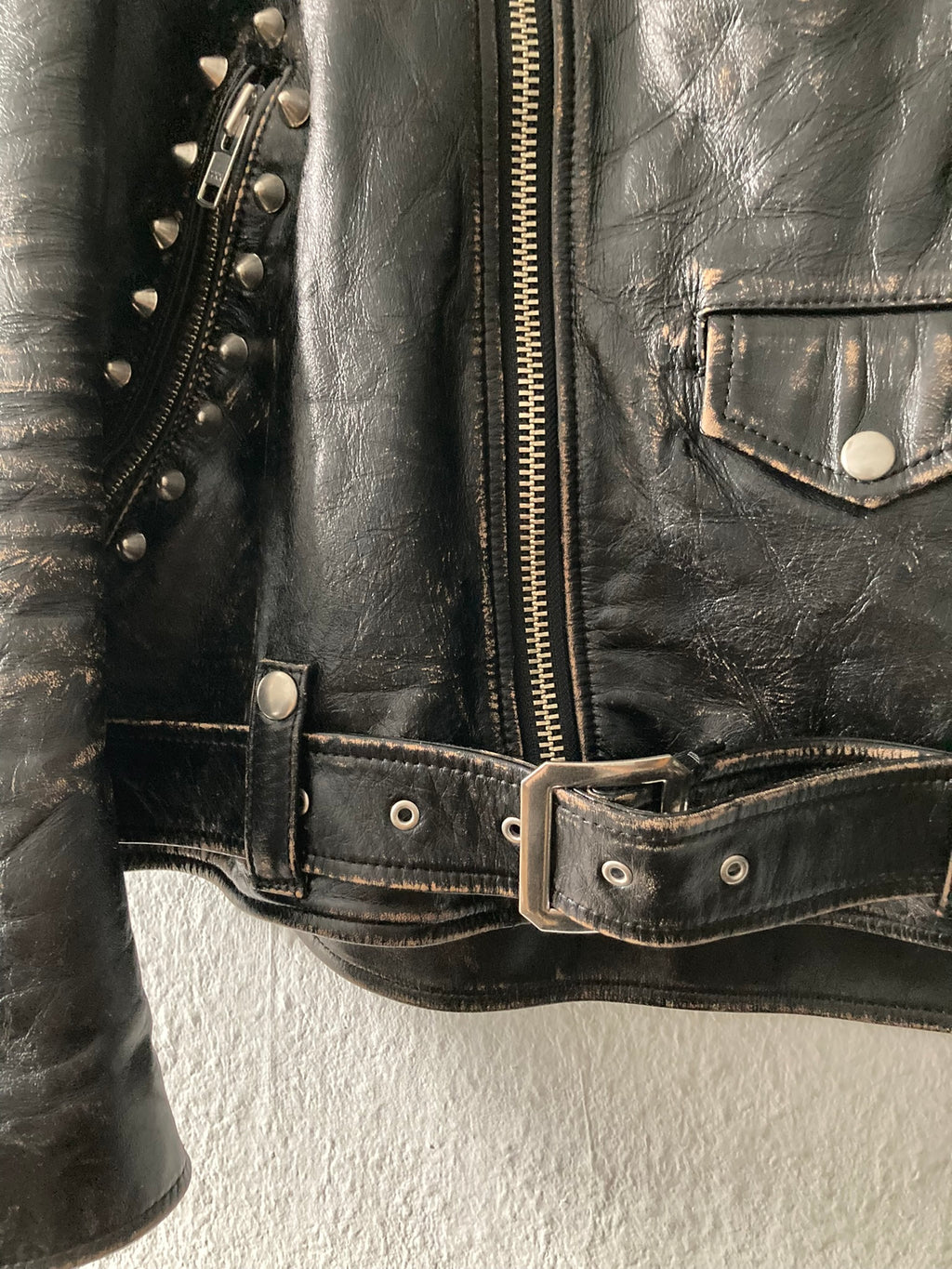 Blackmeans Limited Edition Studded Sid Vicious Cow Leather Biker Jacket in Black Size XL