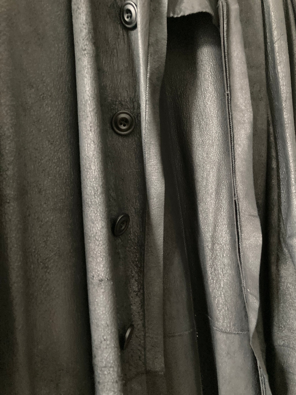 S/S 13 "ISLAND" Black Blistered Lamb Leather Coat Rick Owens L/XL
