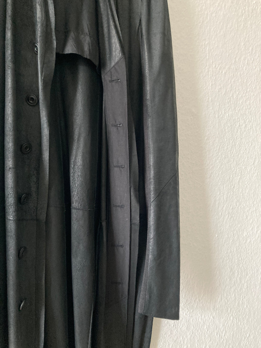 S/S 13 "ISLAND" Black Blistered Lamb Leather Coat Rick Owens L/XL