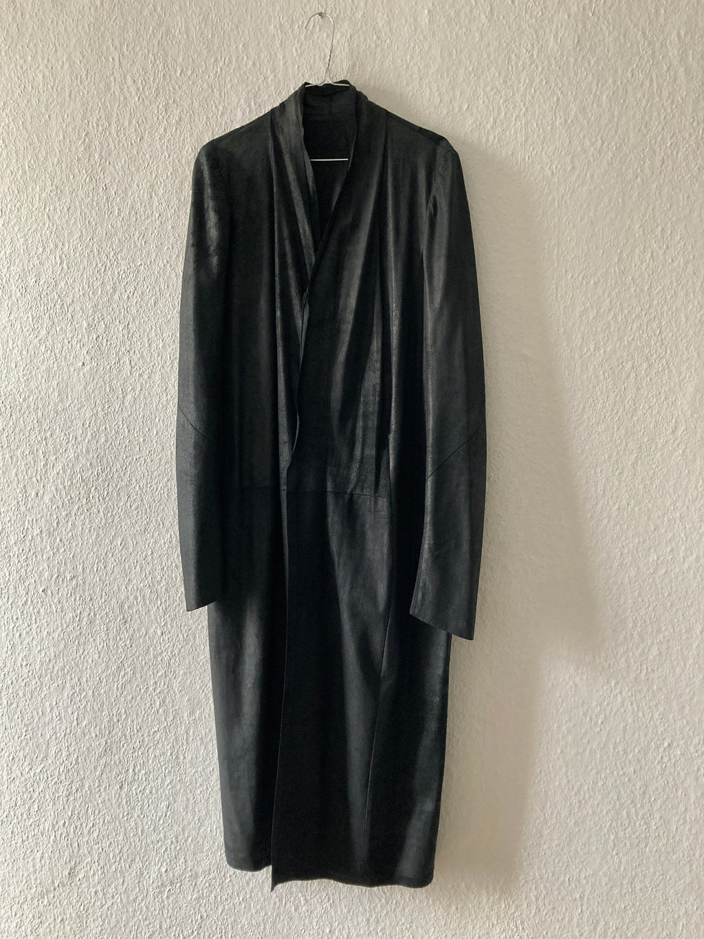 S/S 13 "ISLAND" Black Blistered Lamb Leather Coat Rick Owens L/XL