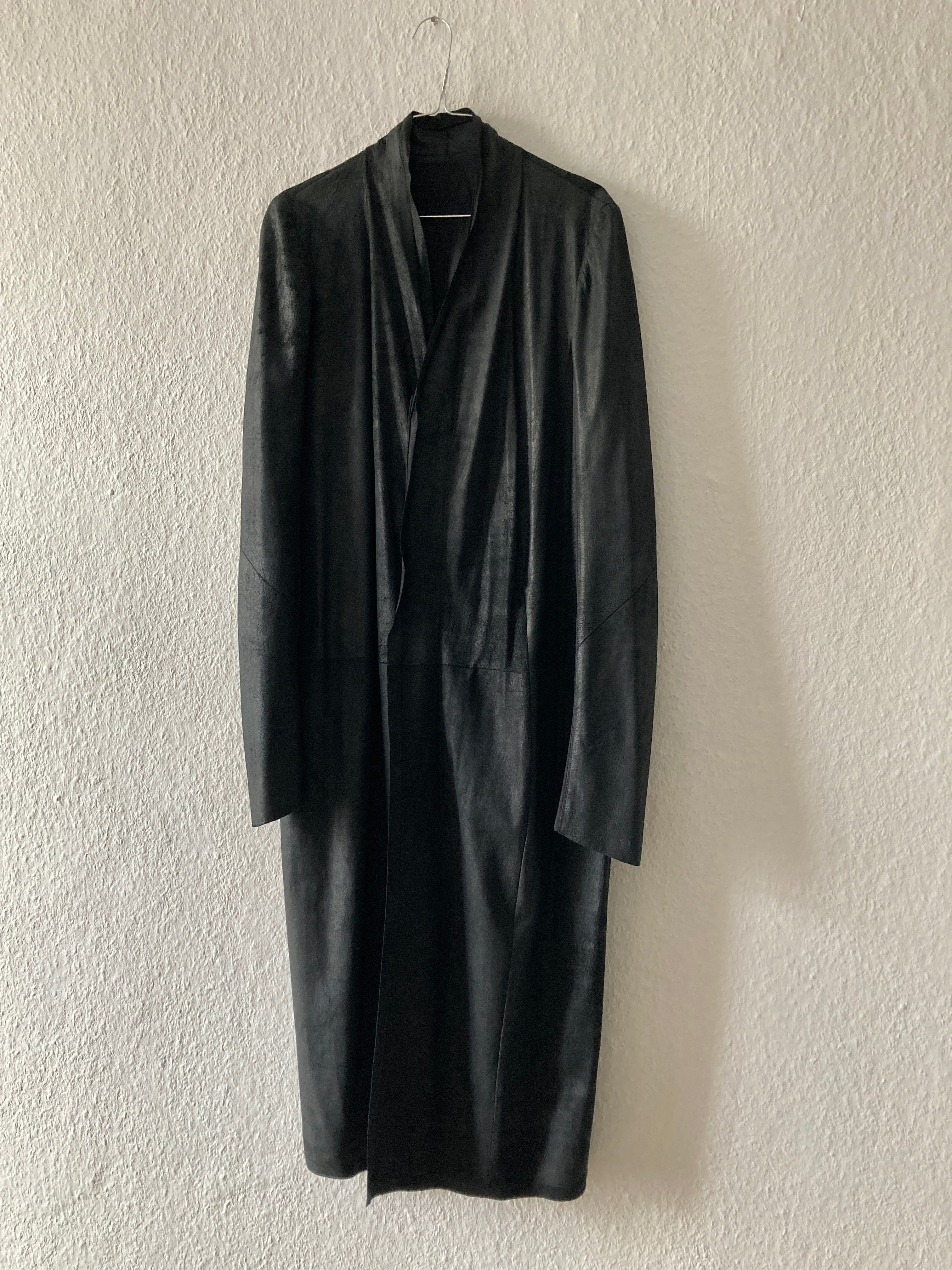 S/S 13 "ISLAND" Black Blistered Lamb Leather Coat Rick Owens L/XL