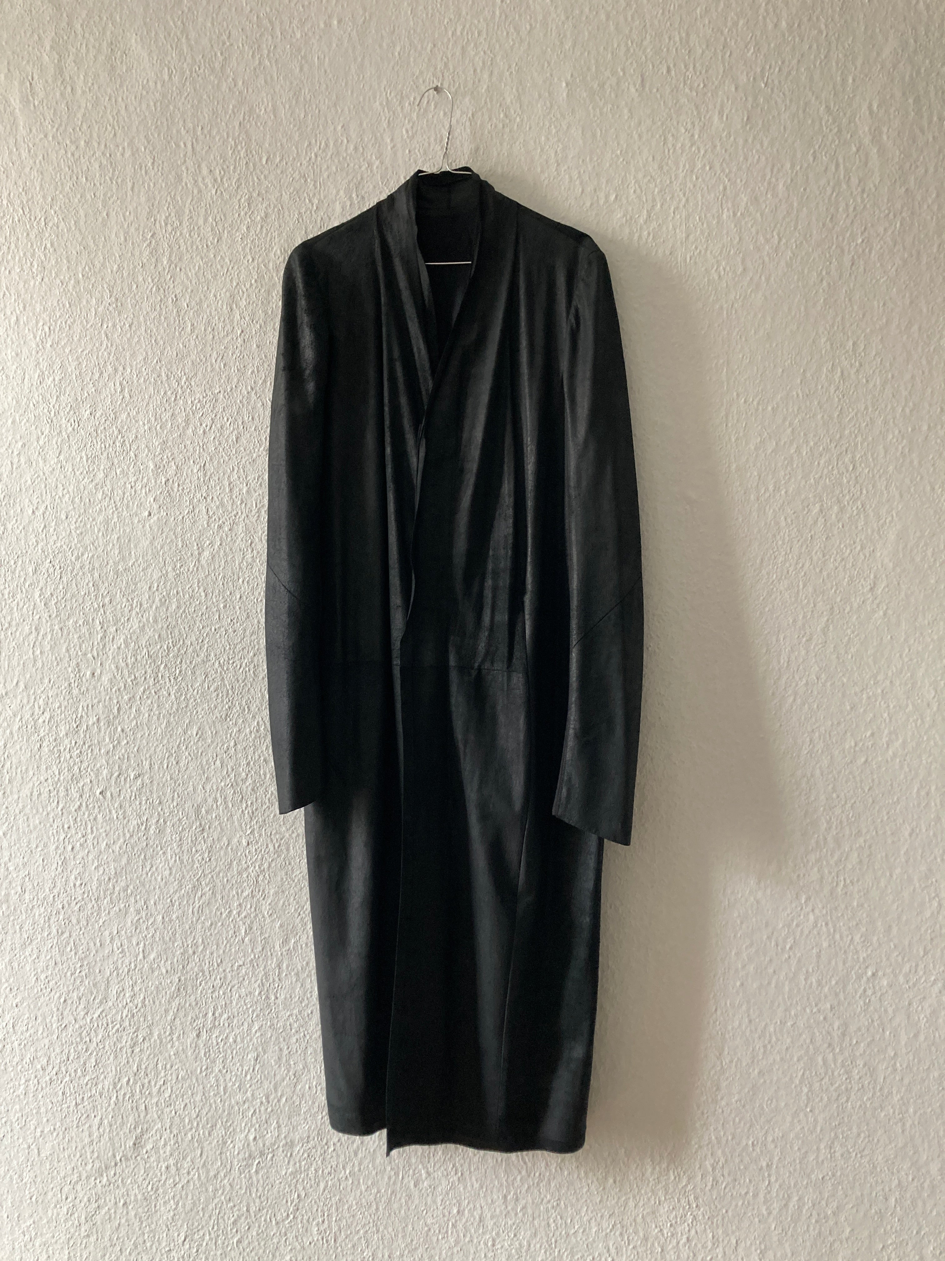 S/S 13 "ISLAND" Black Blistered Lamb Leather Coat Rick Owens L/XL