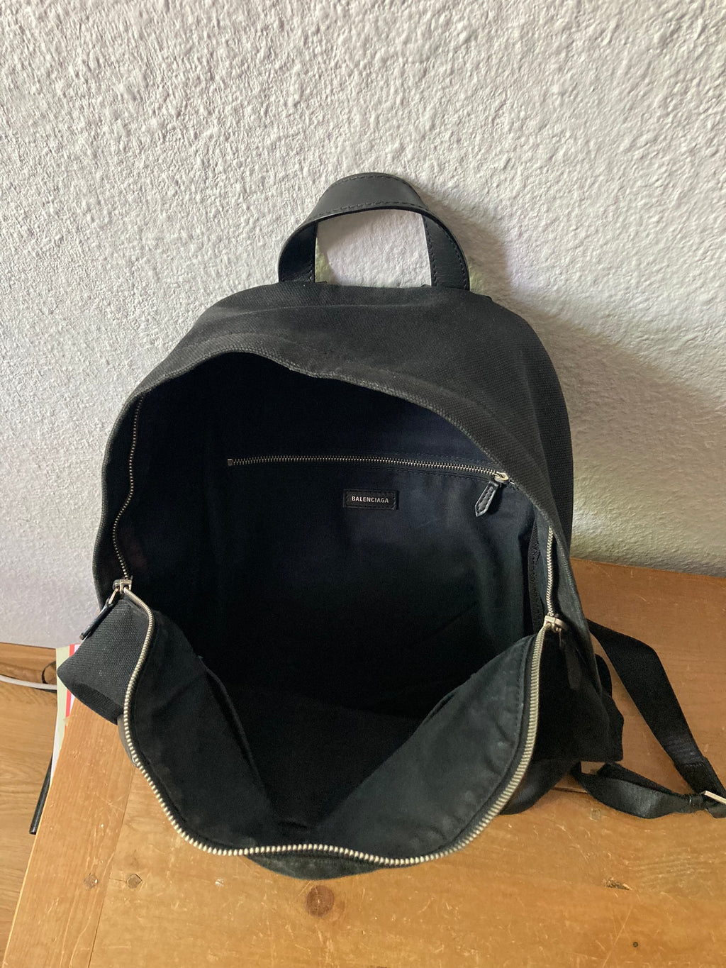 Leather Appliquéd Canvas Backpack