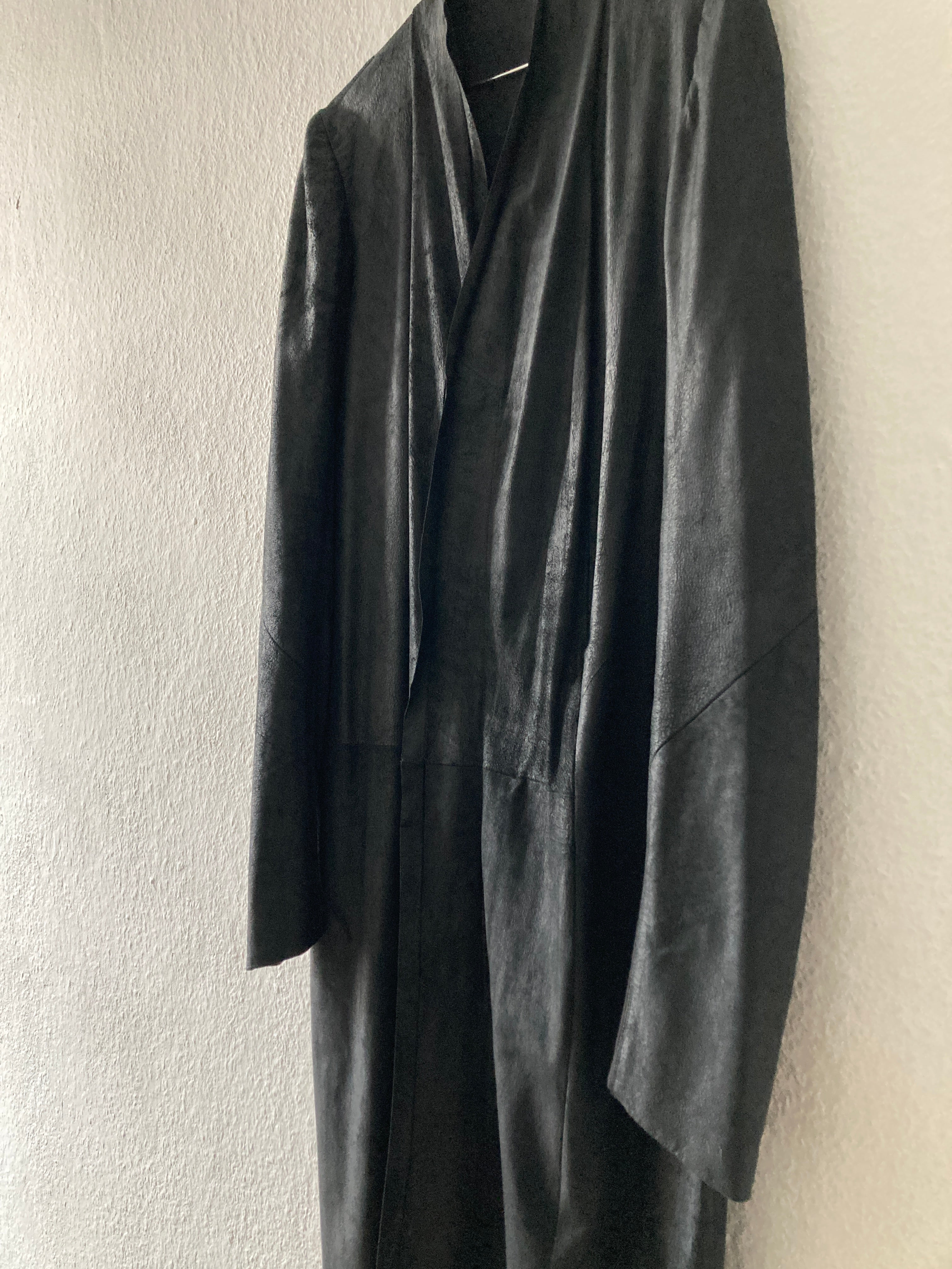 S/S 13 "ISLAND" Black Blistered Lamb Leather Coat Rick Owens L/XL