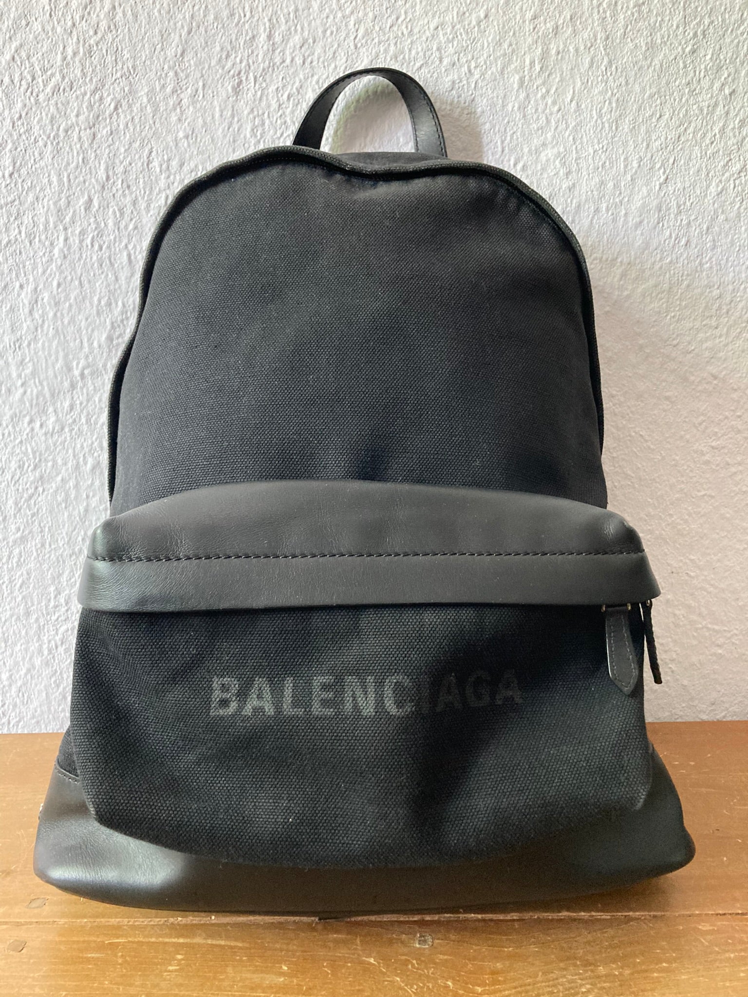 Leather Appliquéd Canvas Backpack