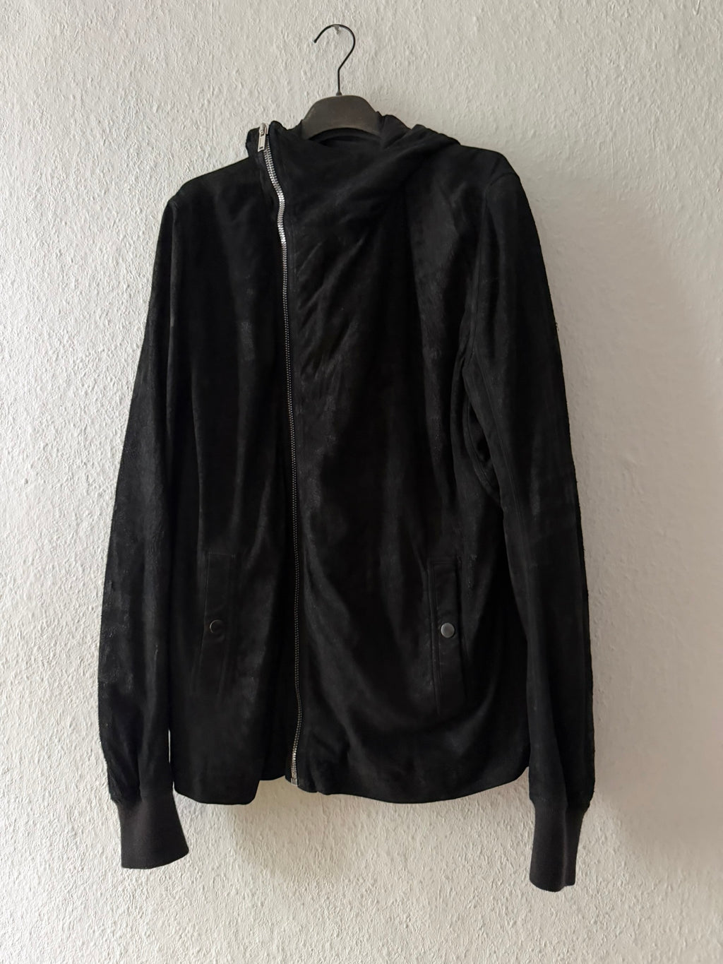 Blistered Lamb Leather Scuba Jacket Rick Owens IT54/L
