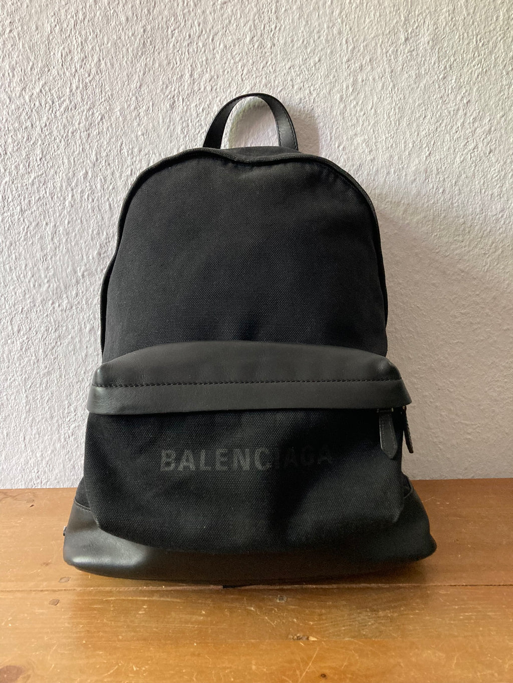 Leather Appliquéd Canvas Backpack