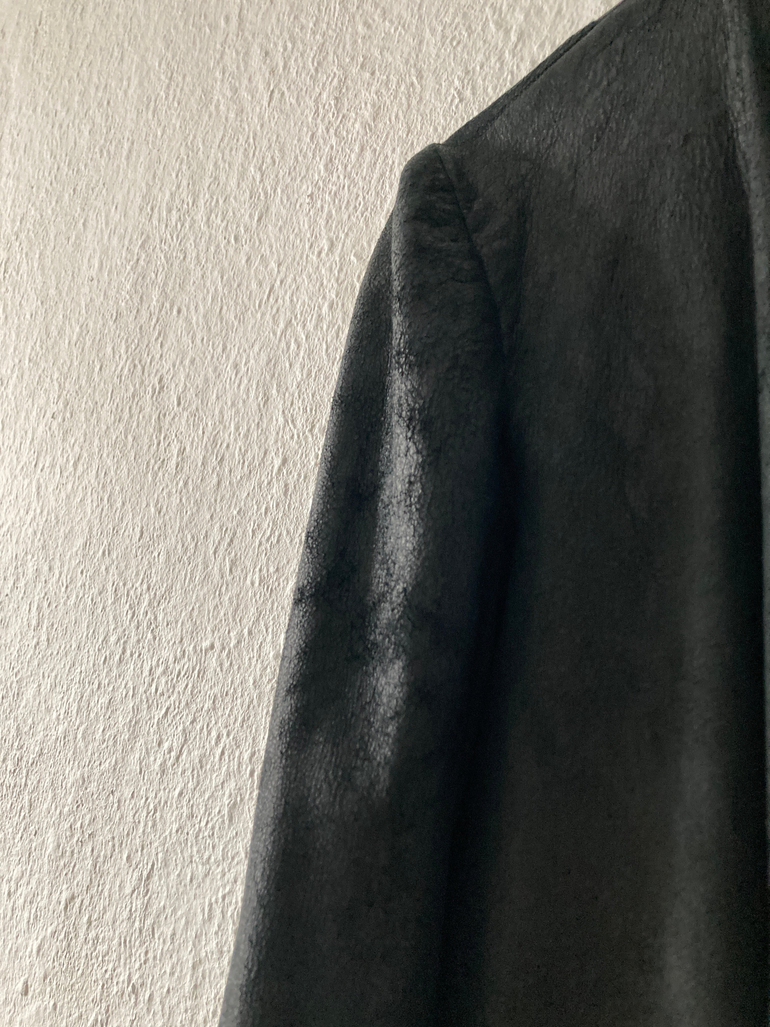 S/S 13 "ISLAND" Black Blistered Lamb Leather Coat Rick Owens L/XL