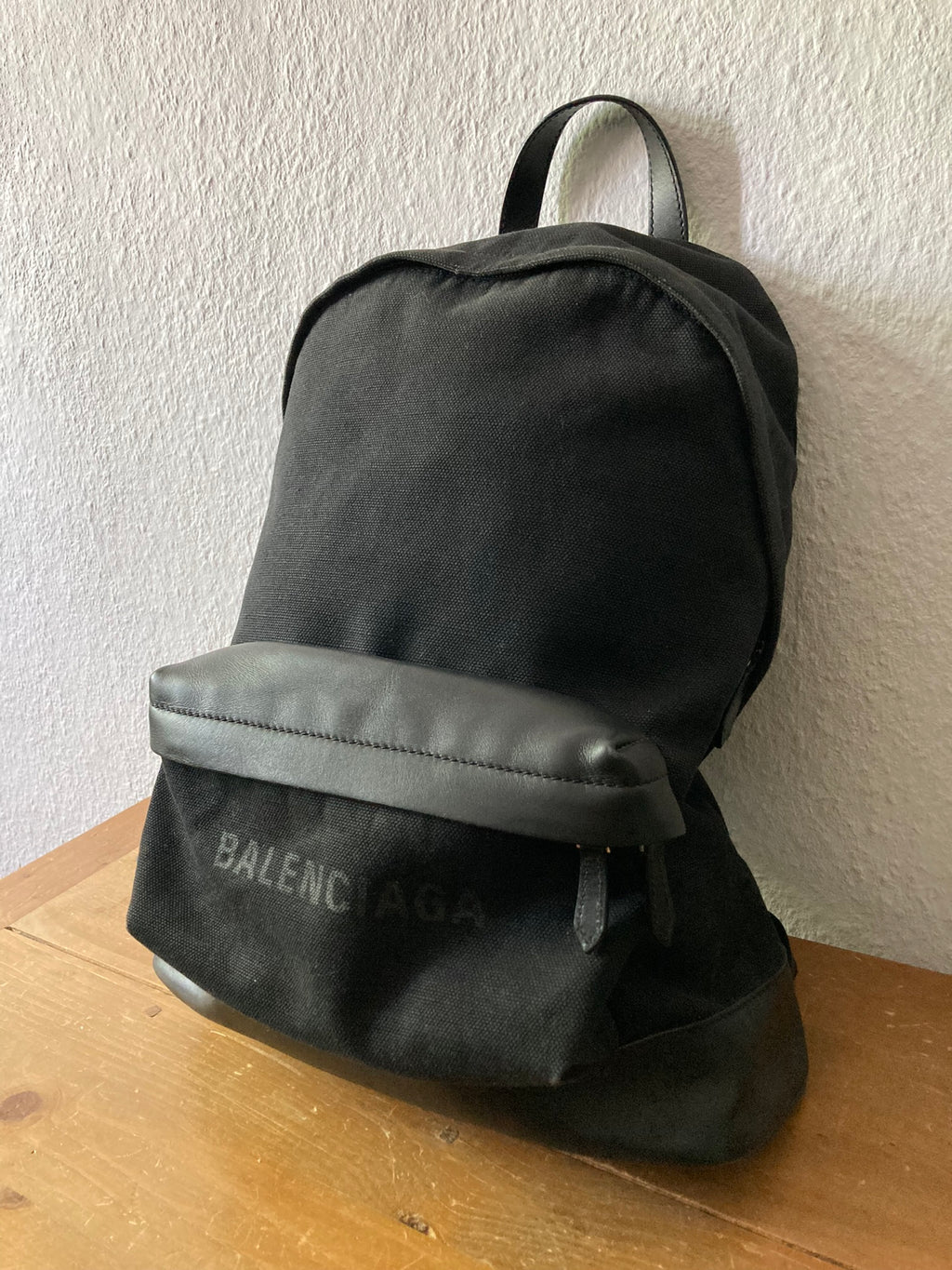 Leather Appliquéd Canvas Backpack