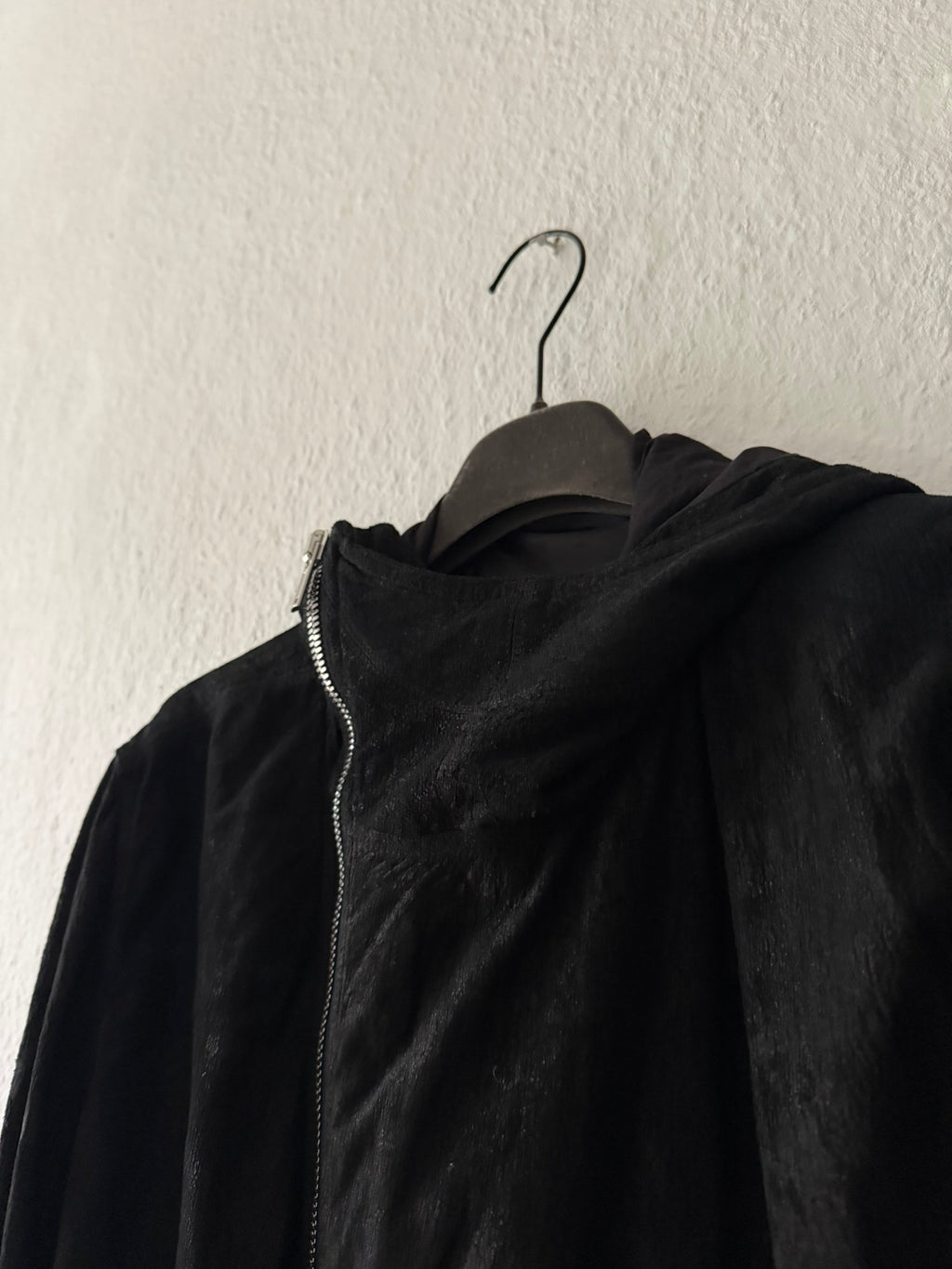 Blistered Lamb Leather Scuba Jacket Rick Owens IT54/L