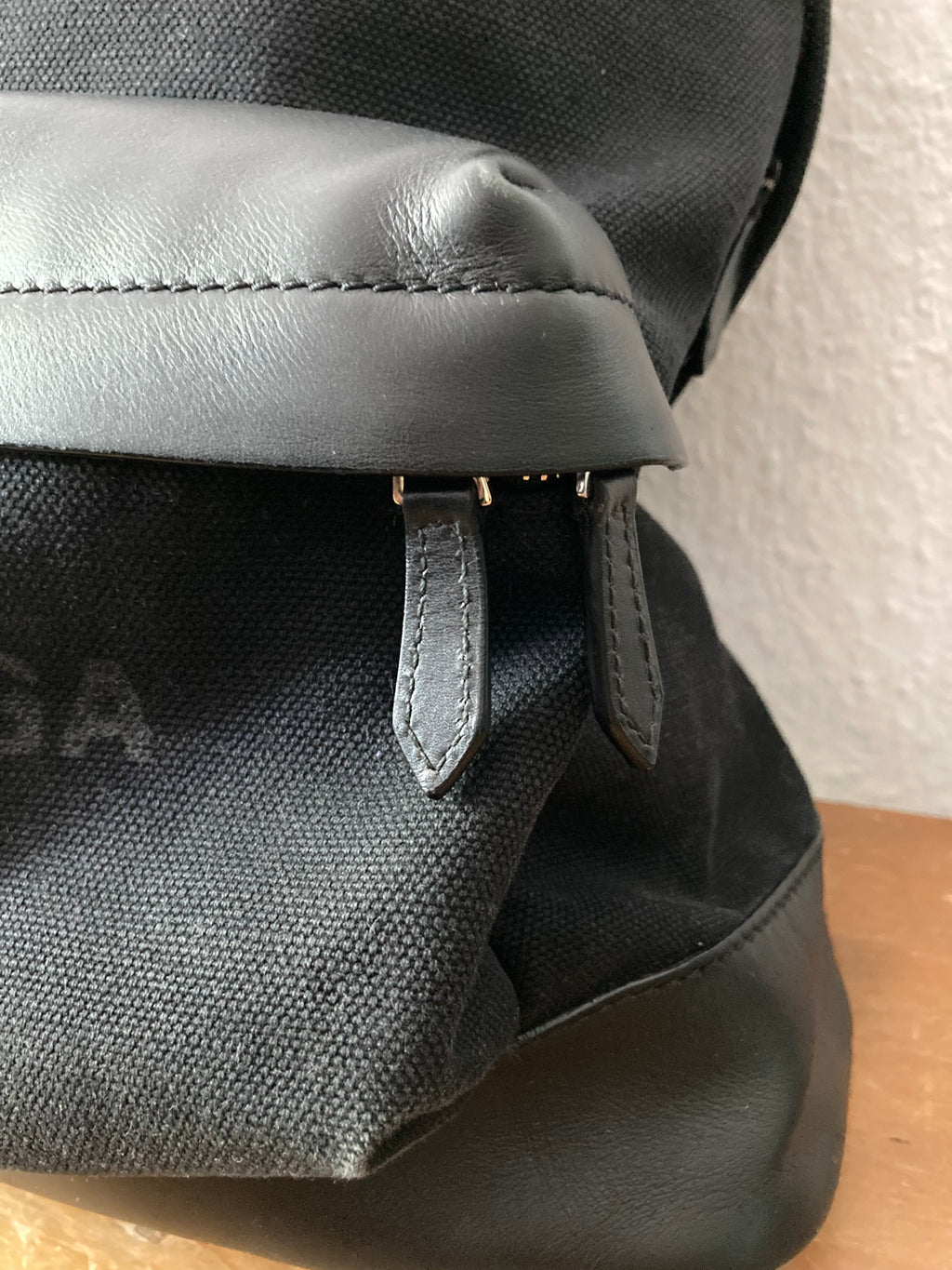 Leather Appliquéd Canvas Backpack