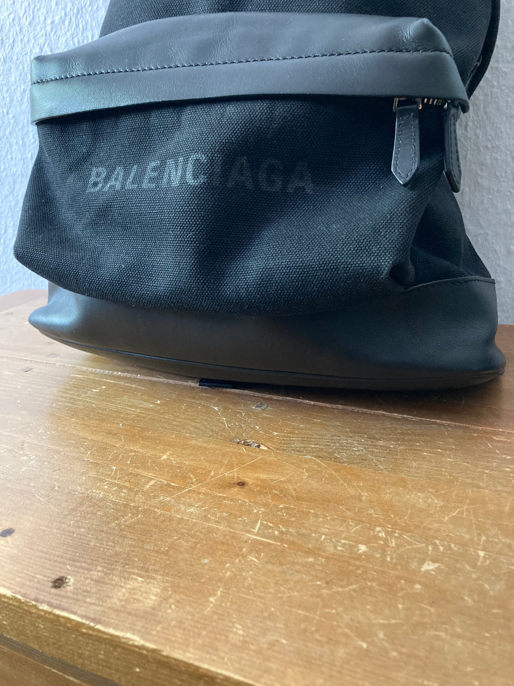 Leather Appliquéd Canvas Backpack