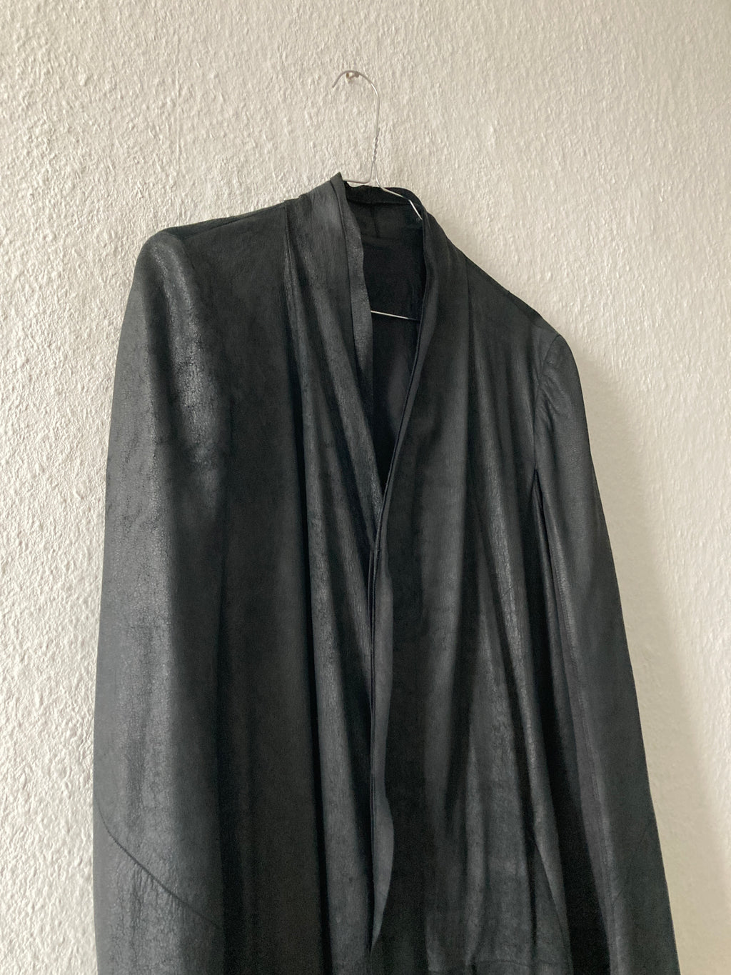 S/S 13 "ISLAND" Black Blistered Lamb Leather Coat Rick Owens L/XL