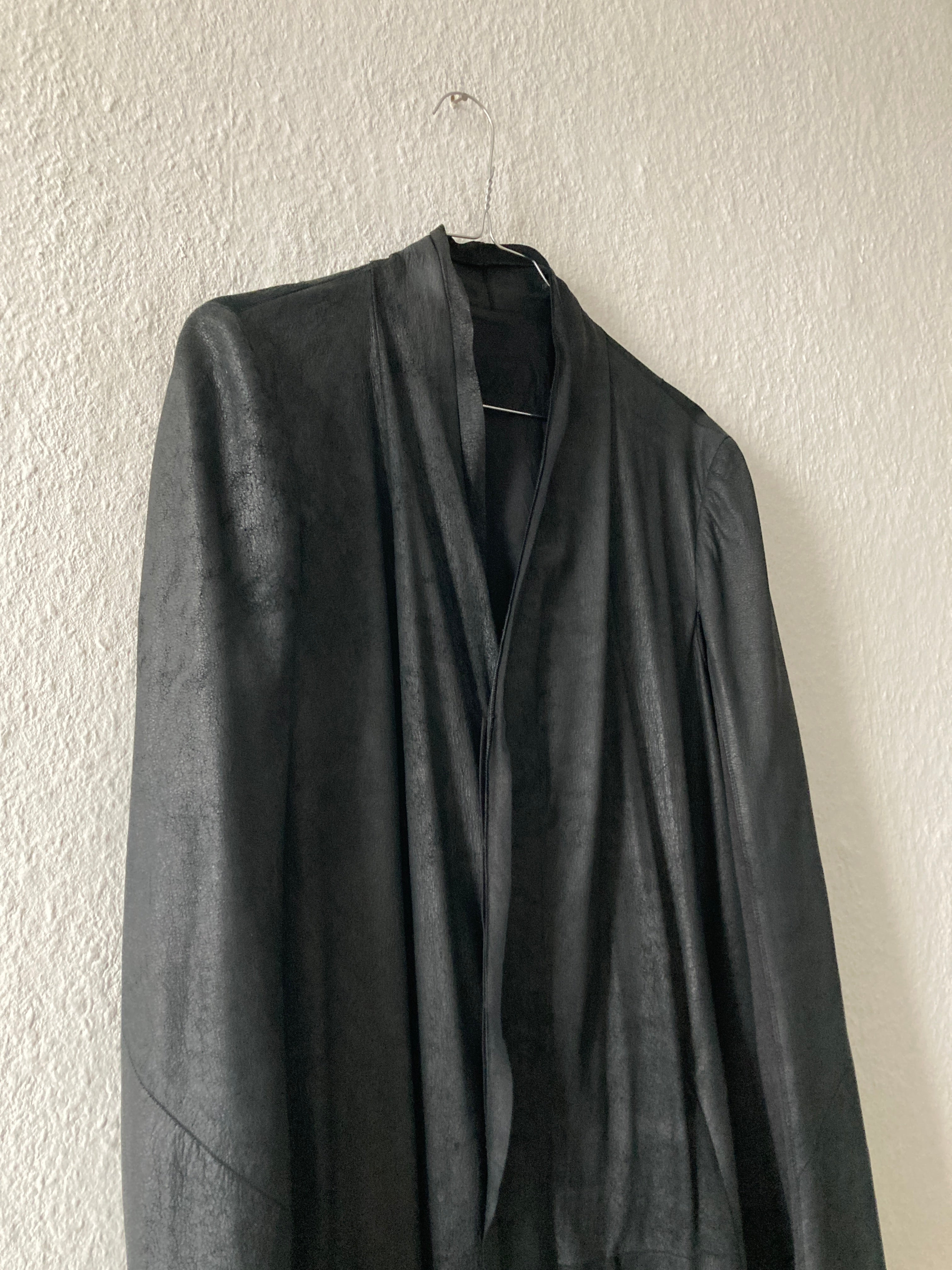 S/S 13 "ISLAND" Black Blistered Lamb Leather Coat Rick Owens L/XL