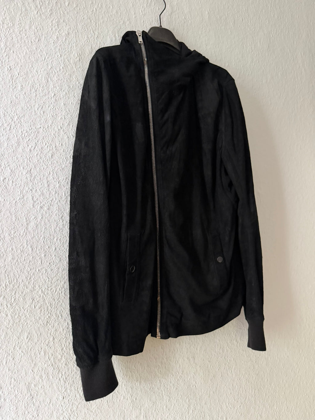 Blistered Lamb Leather Scuba Jacket Rick Owens IT54/L