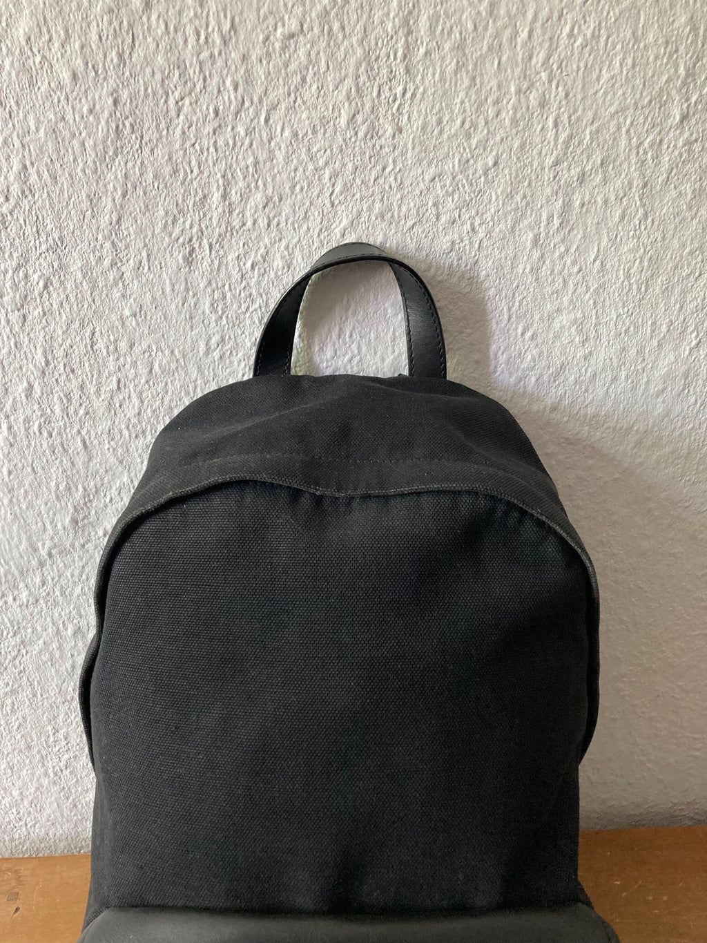 Leather Appliquéd Canvas Backpack