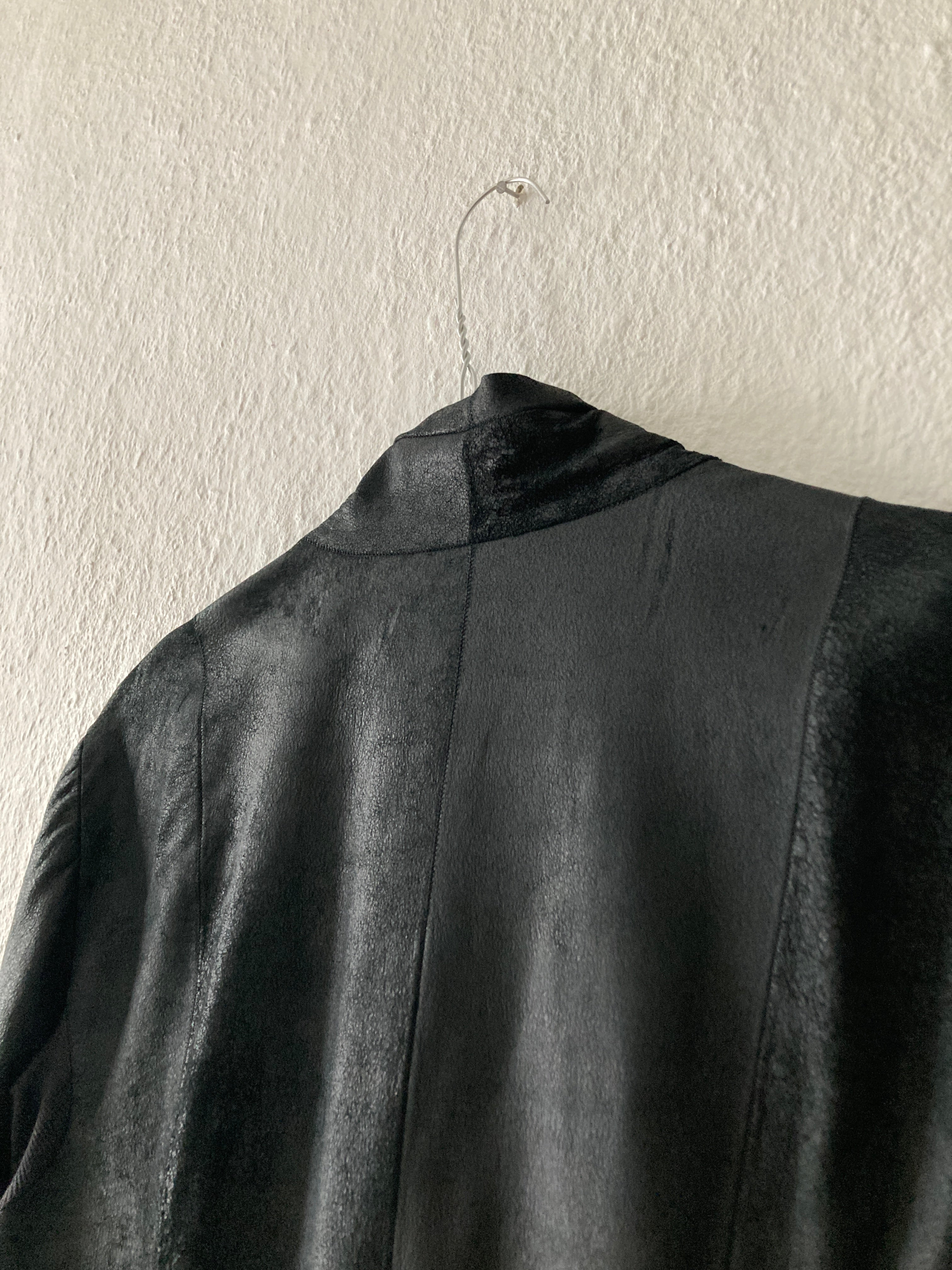 S/S 13 "ISLAND" Black Blistered Lamb Leather Coat Rick Owens L/XL